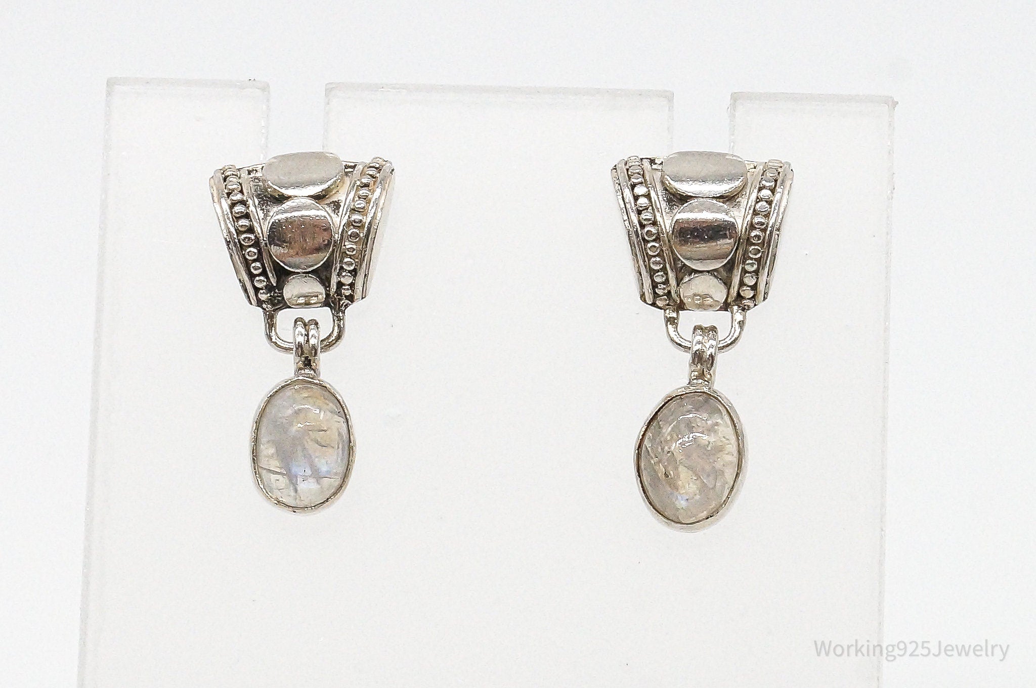 Vintage Moonstone Bali Style Sterling Silver Earrings