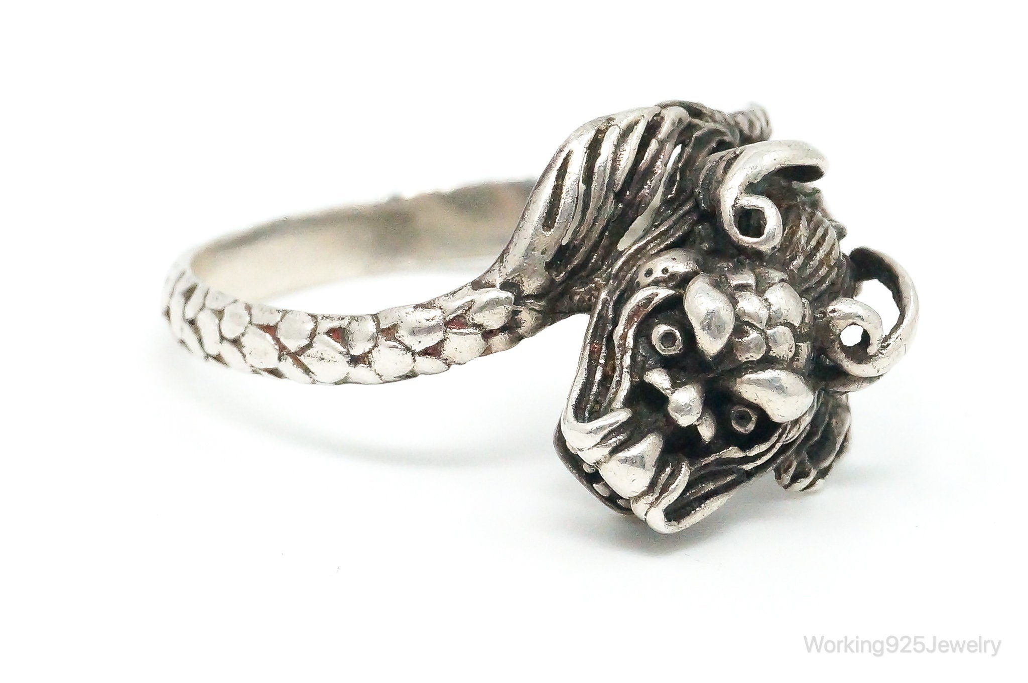 Vintage Unique Chinese Dragon Sterling Silver Ring Size 12