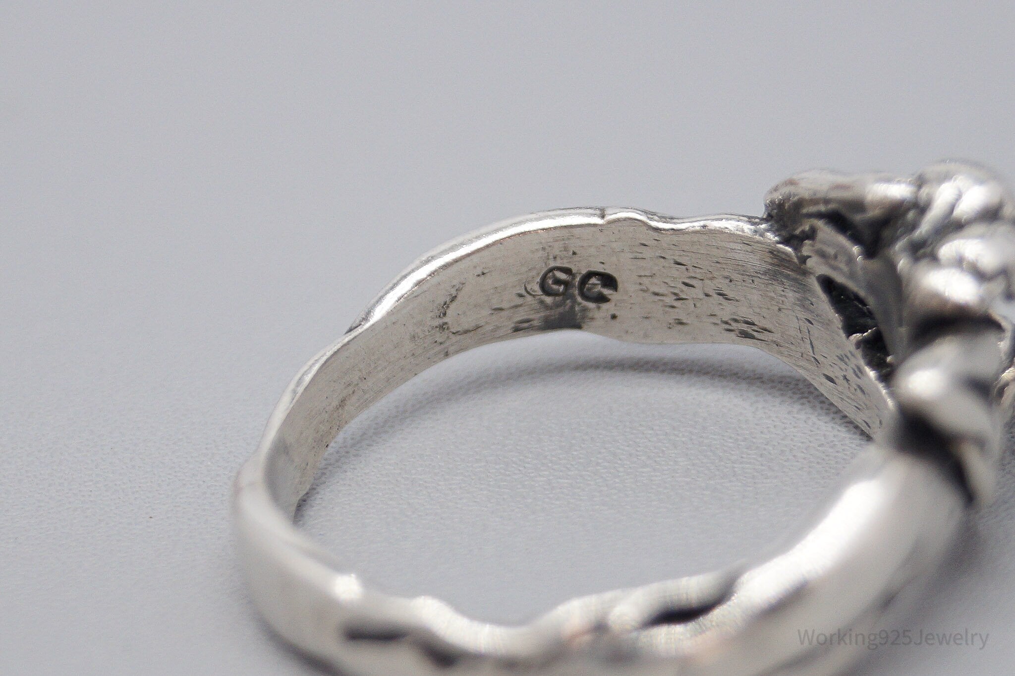 Vintage Kissing Couple Lovers Sex Sterling Silver Ring - Size 12.5