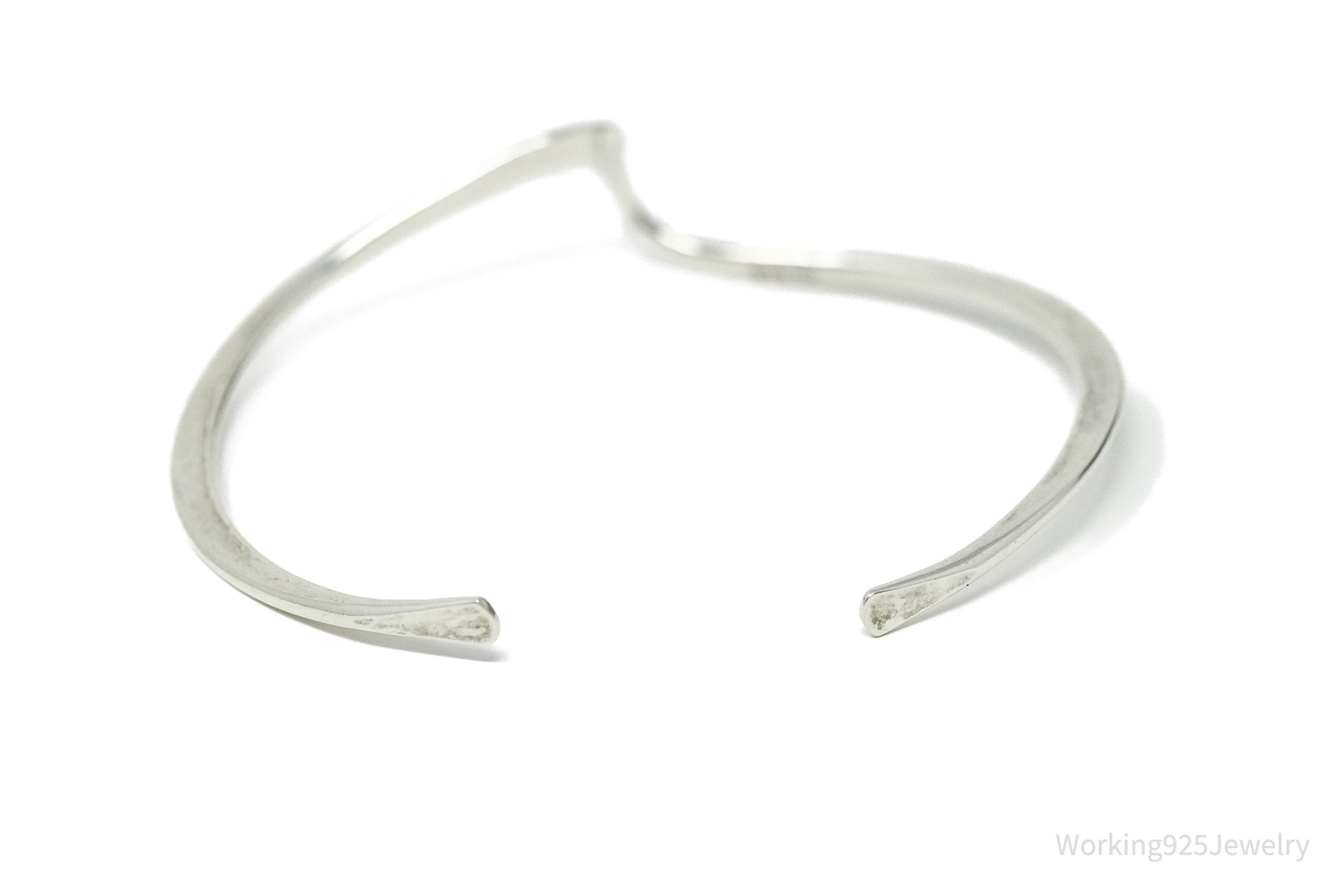 Vintage Designer Peter James Wave Modernist Sterling Silver Cuff Bracelet - 6.25"