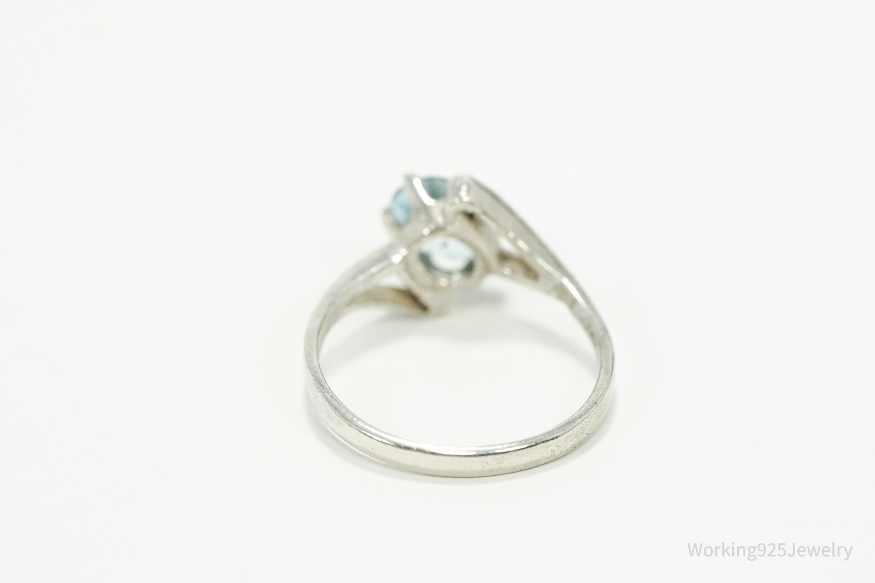 Vintage Blue Topaz Sterling Silver Ring - Size 8