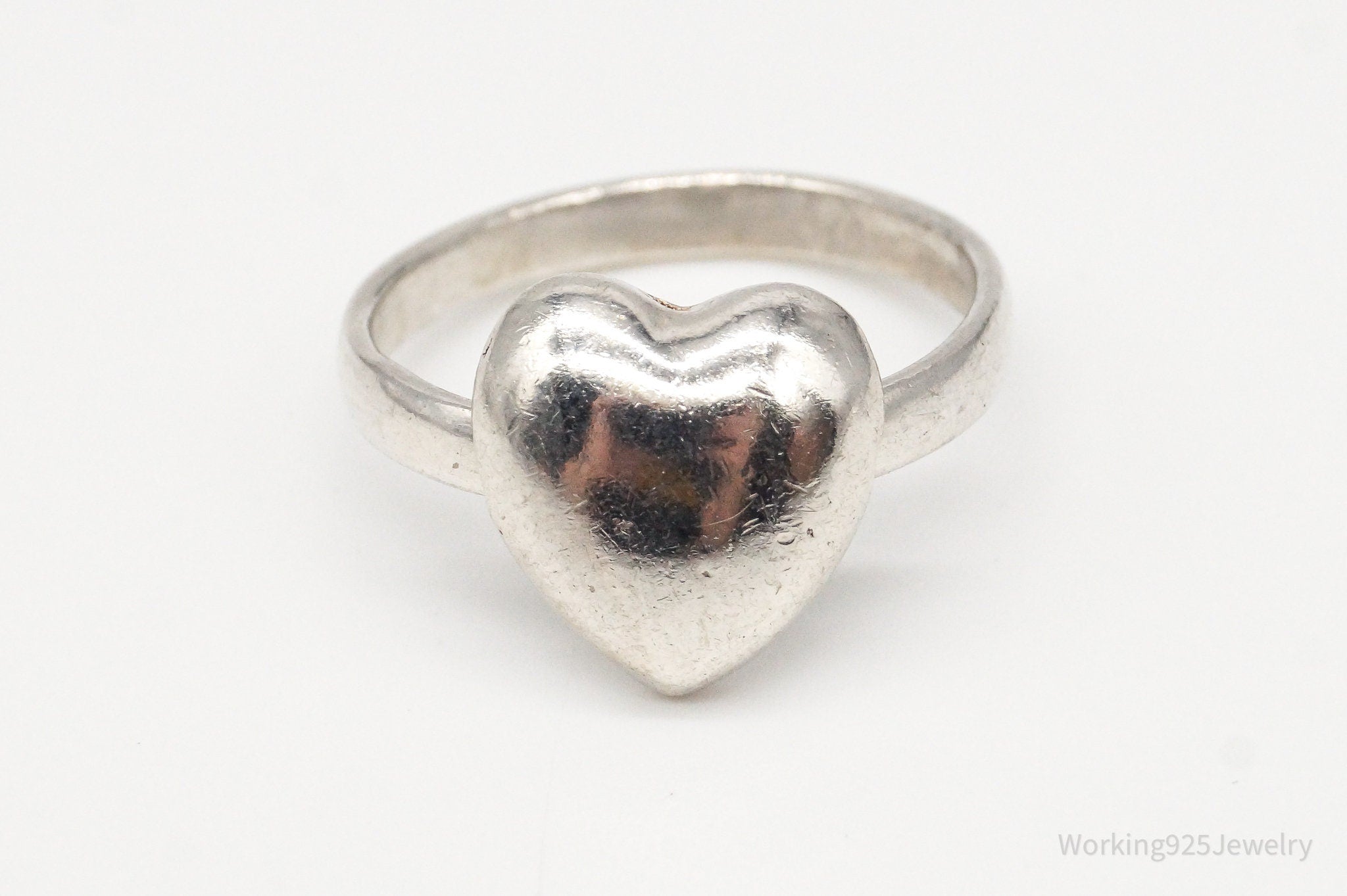 Vintage Sliding Heart Sterling Silver Ring - Size 6.5