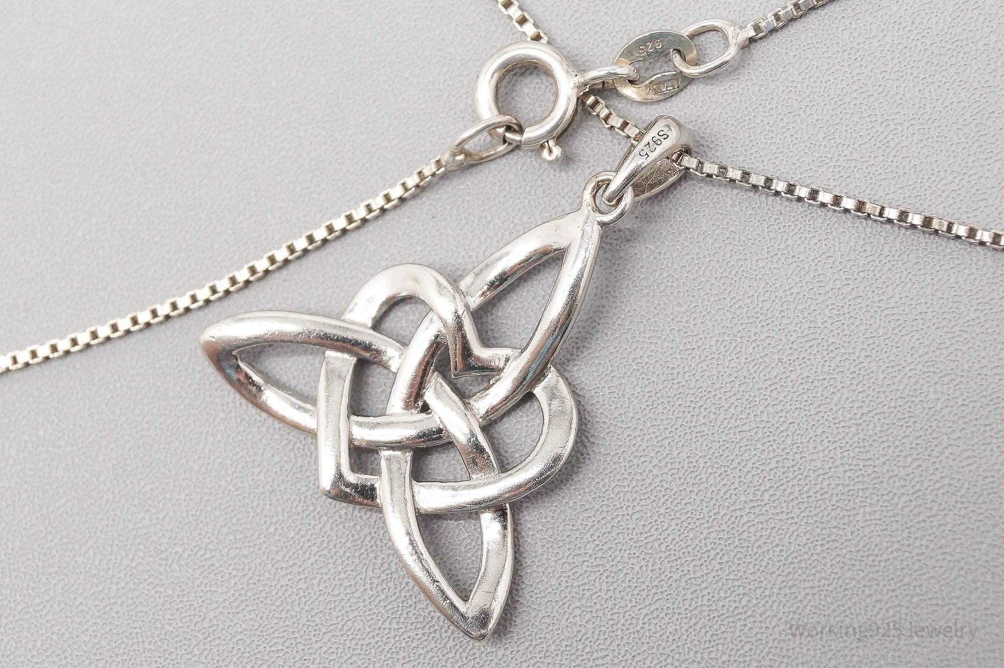 Vintage Celtic Love Knot Sterling Silver Necklace 20"