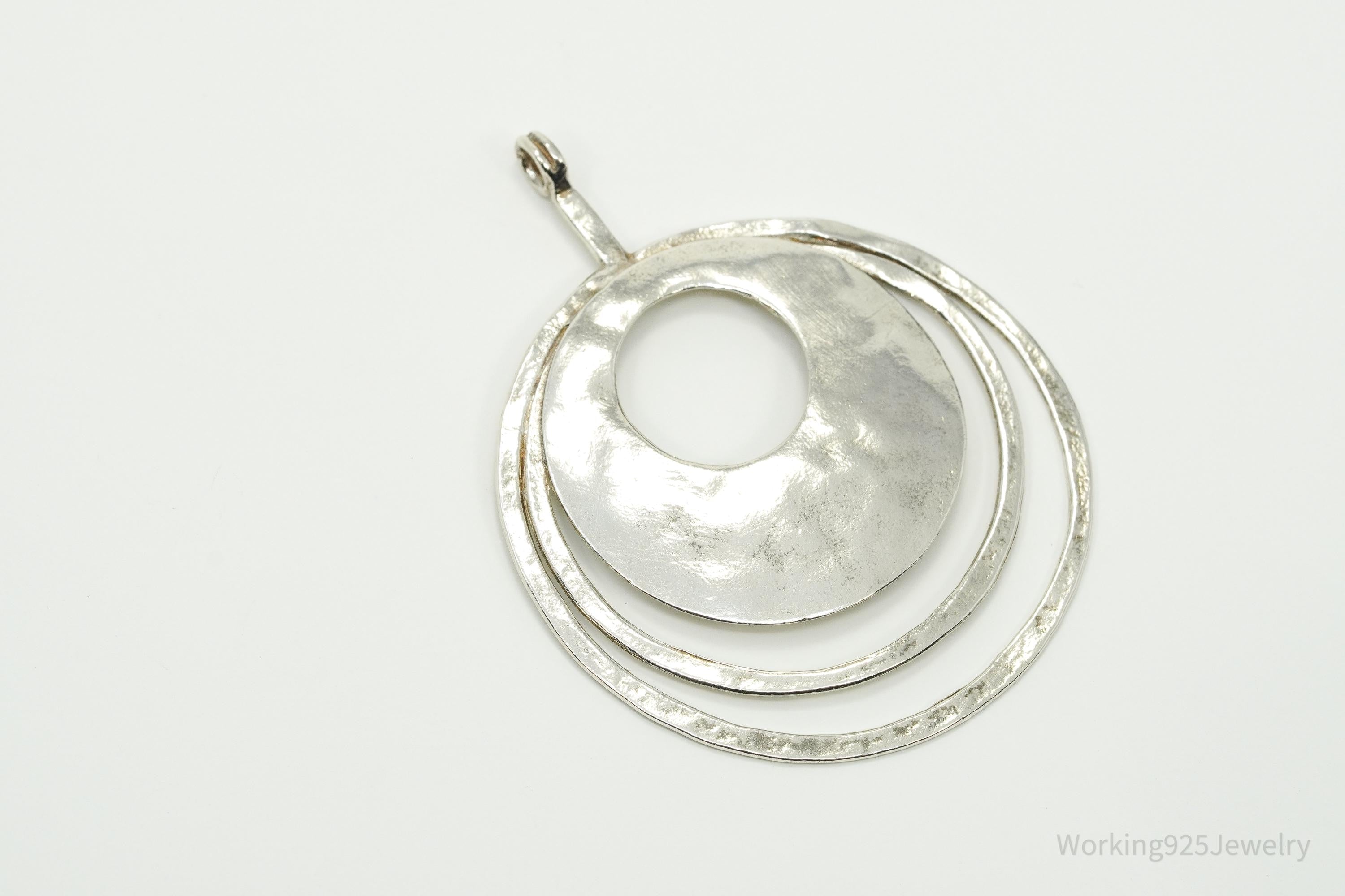 Silpada Retired "Perspectiva" Hammered Rings Sterling Silver Necklace Pendant