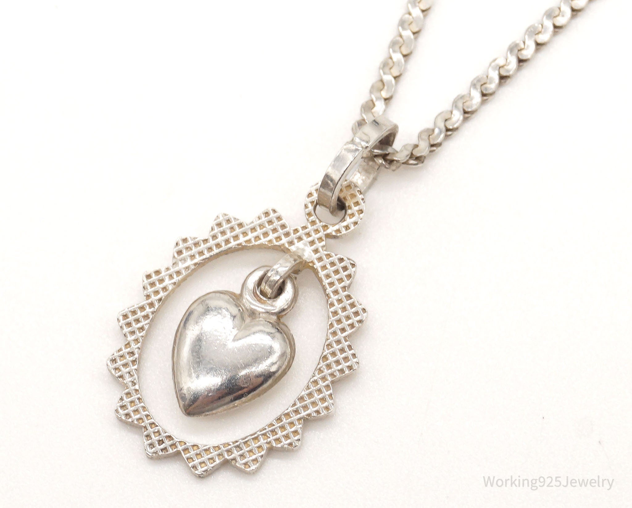 Vintage Modernist Heart 835S Silver Necklace