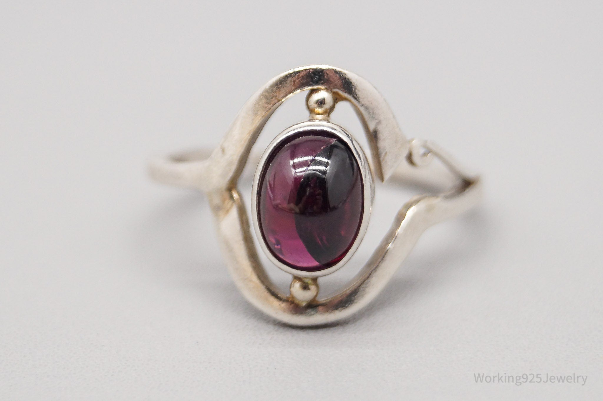 Vintage Rhodolite Garnet Sterling Silver Ring - Size 7.5