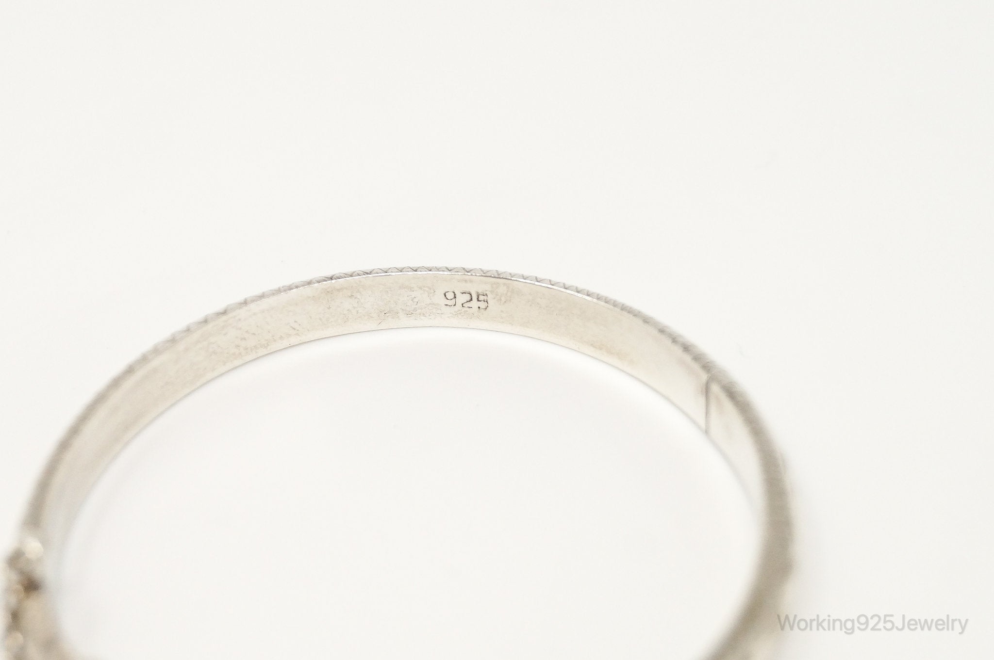 Vintage Etched Sterling Silver Bangle Bracelet