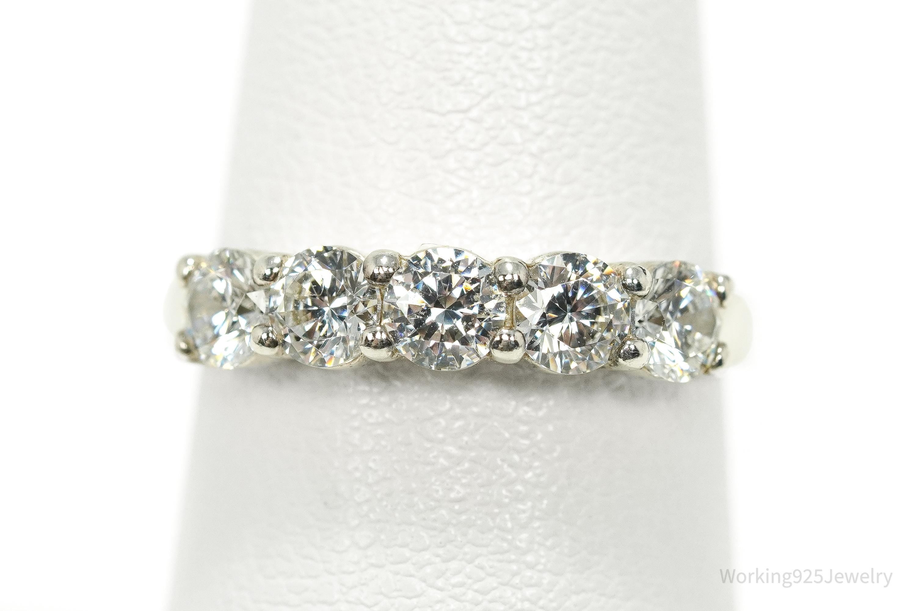 Vintage Diamonique Cubic Zirconia Sterling Silver Ring - Size 7