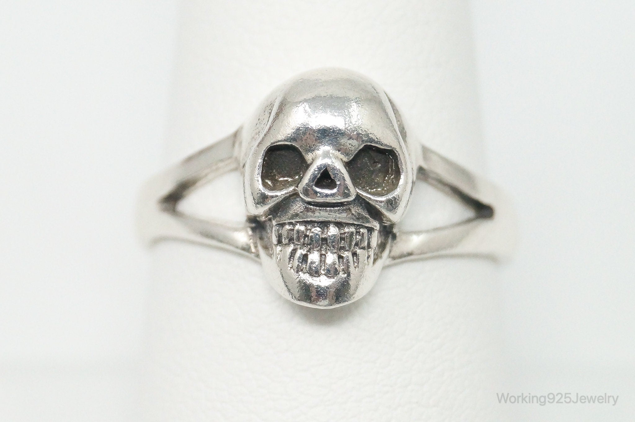 Vintage Skull Sterling Silver Ring - Size 8.75