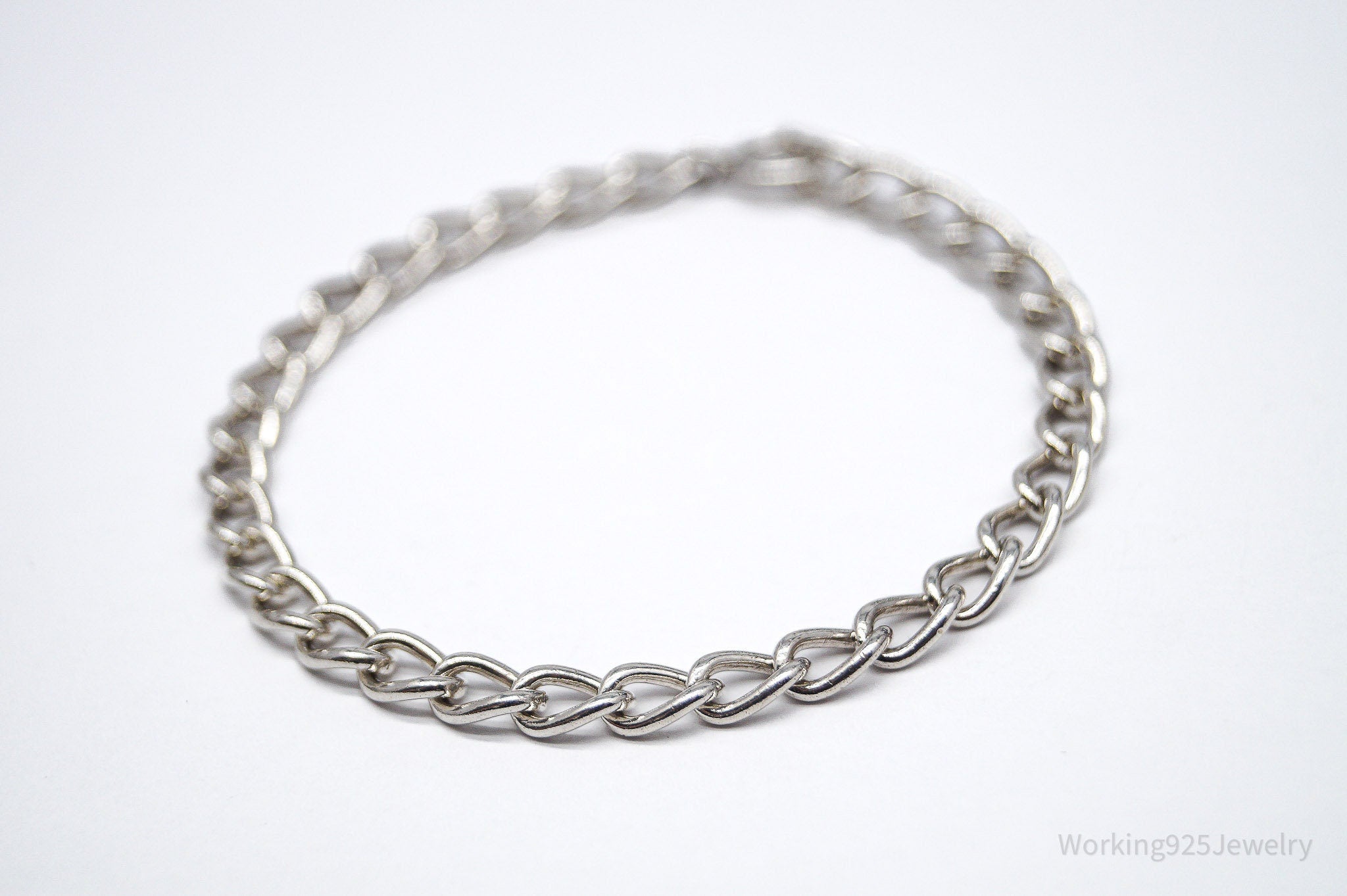 Antique Silver Chain Link Bracelet 7 1/8"