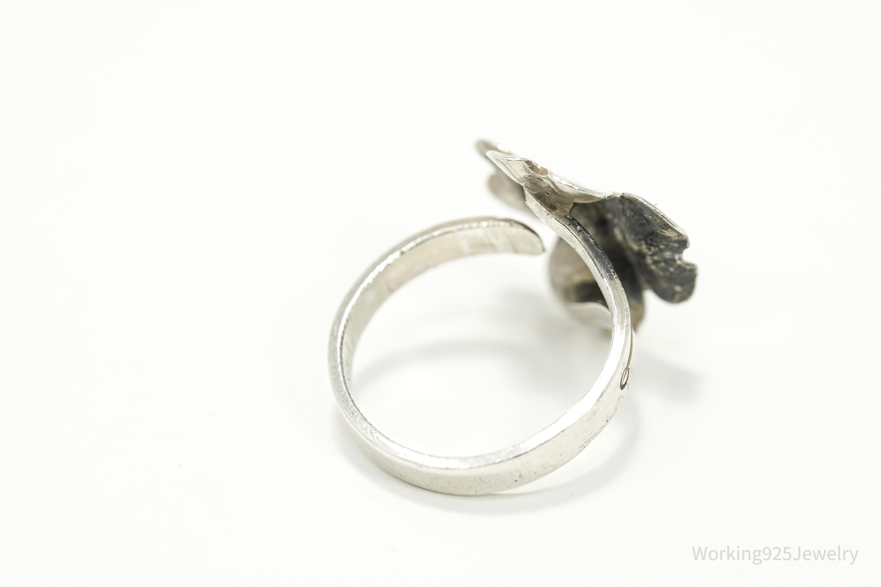 Vintage Designer NYE Dogwood Flower Sterling Silver Ring - Adjustable Size 5.5