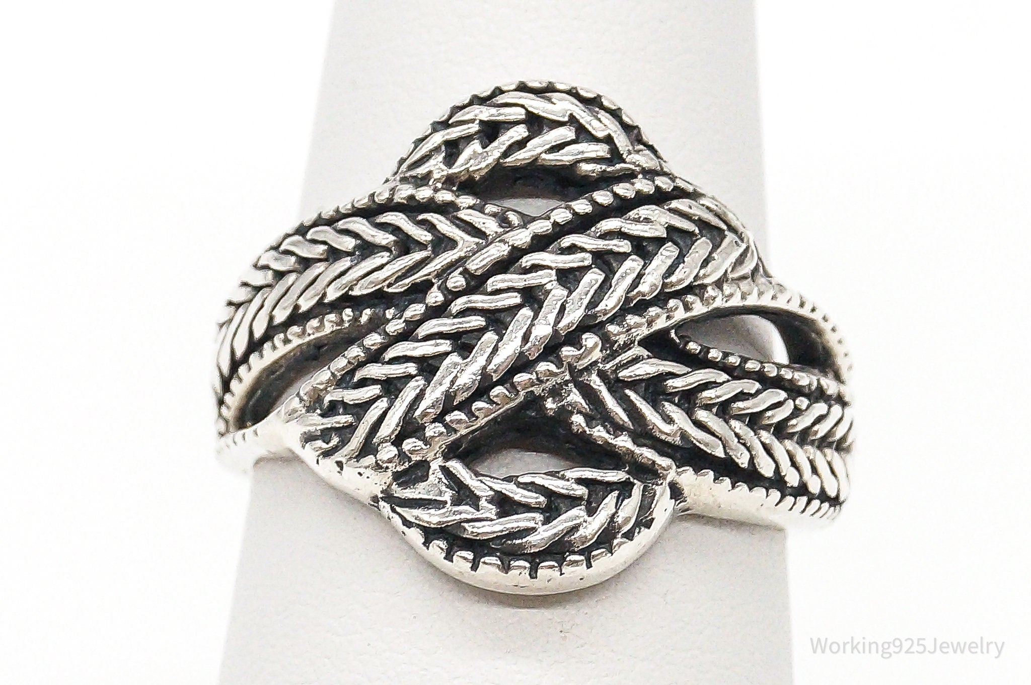 Vintage Rope Knot Sterling Silver Ring - Size 6.25