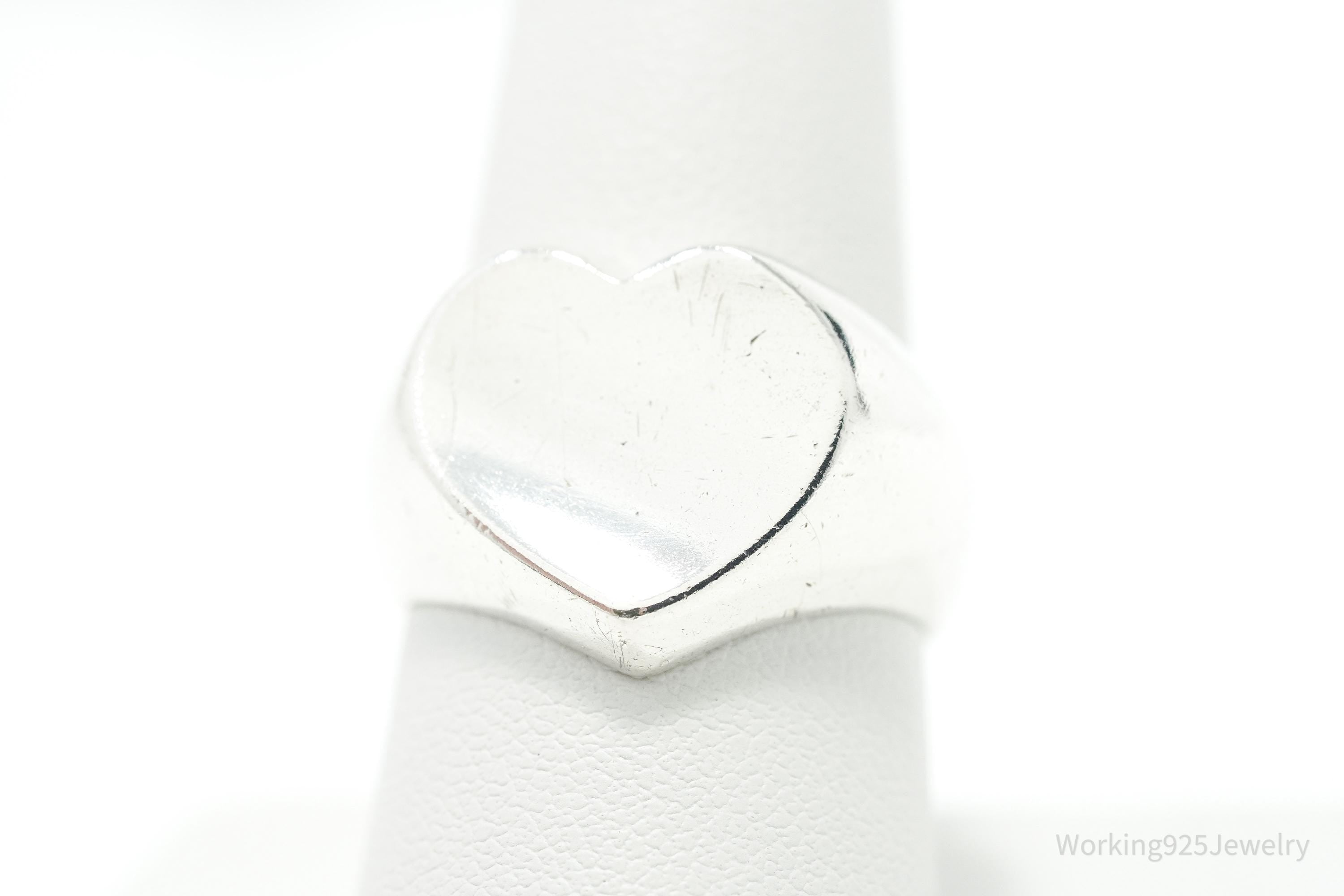 Vintage Heart Sterling Silver Ring - Size 8.75