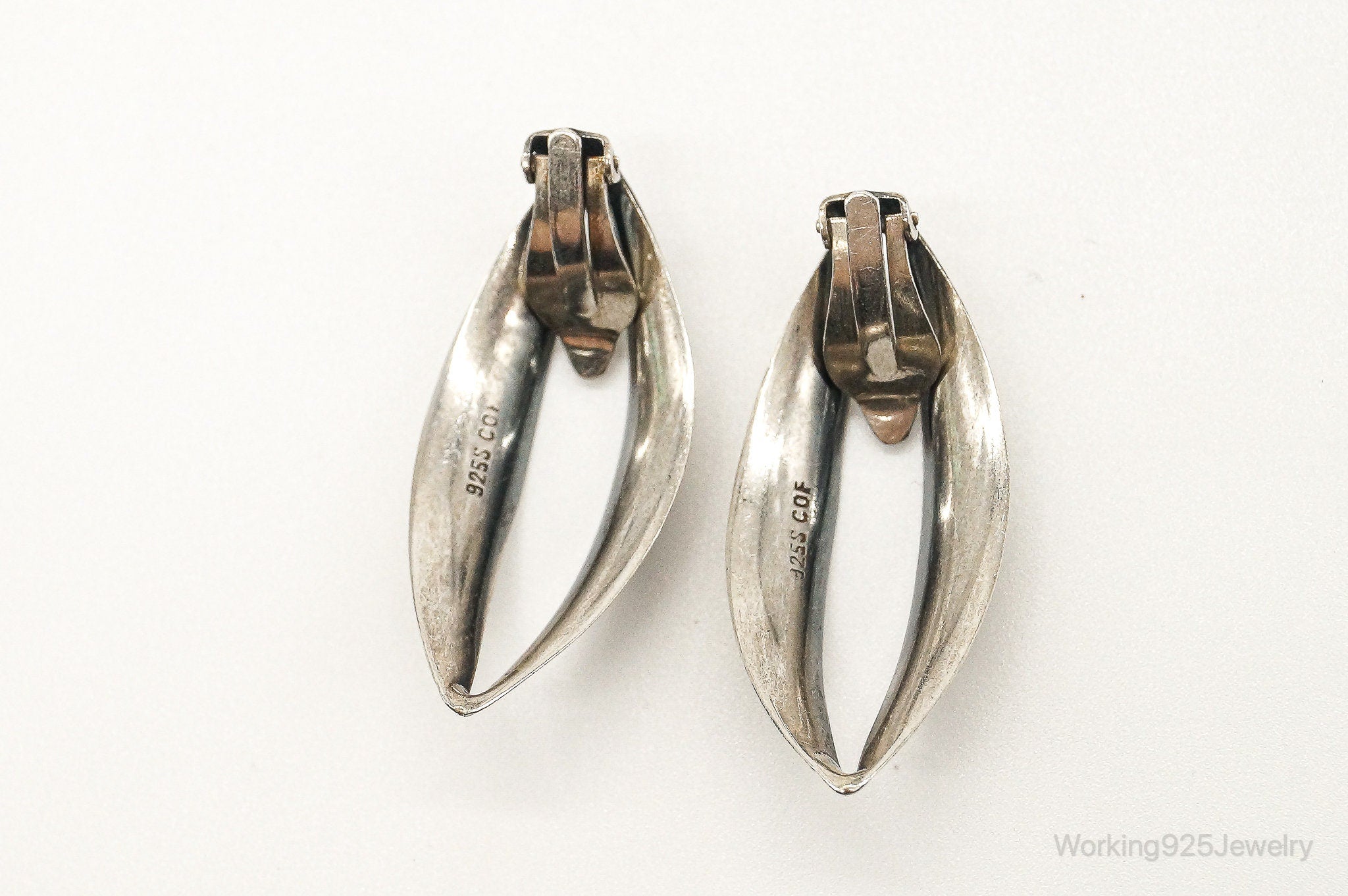 Vintage Modernist COF Carl Ove Frydensberg Sterling Silver Clip On Earrings