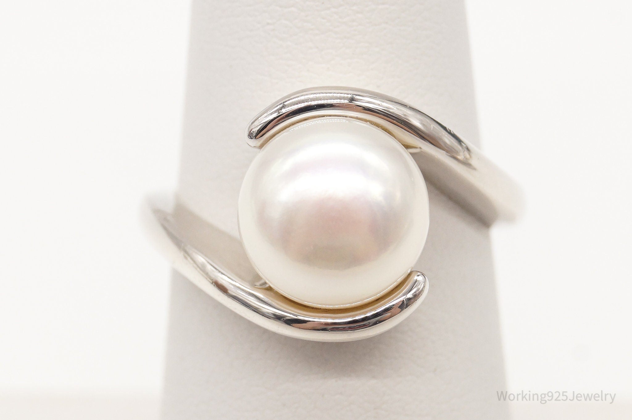 Vintage Pearl Sterling Silver Ring - Size 6