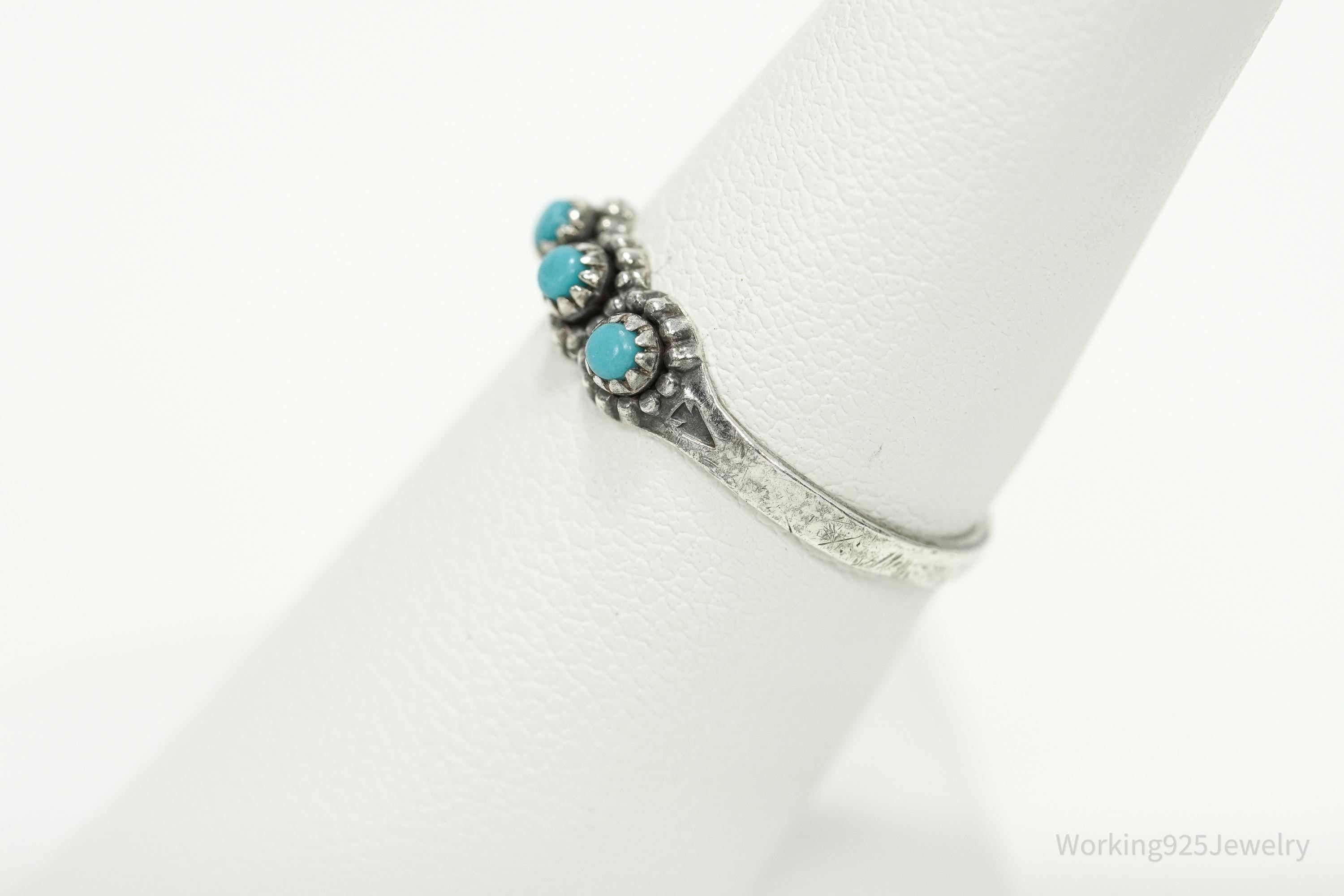 Vintage Native Bell Trading Post Turquoise Sterling Silver Ring - Size 6.5