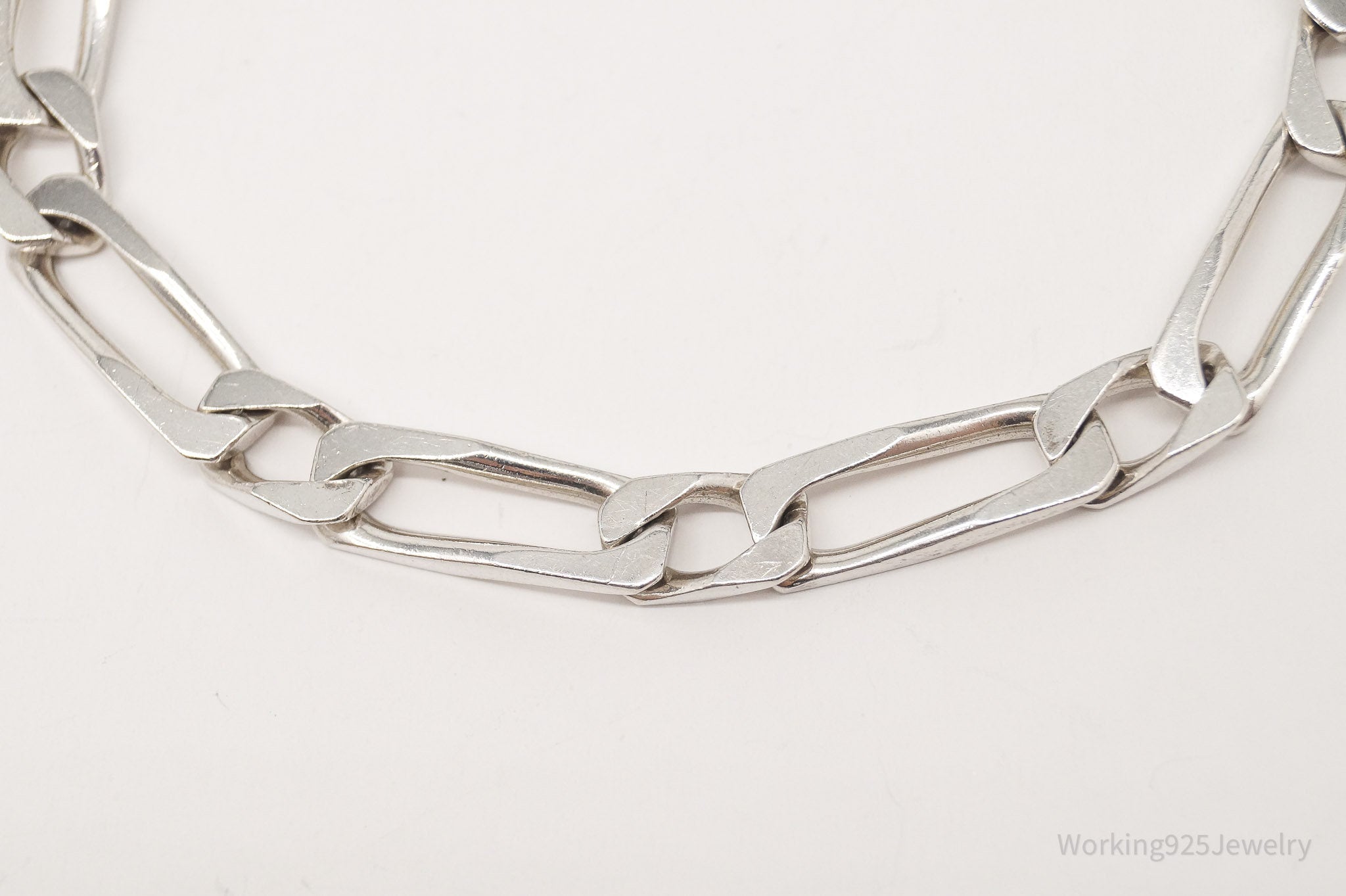 Vintage French Chain Link Sterling Silver Bracelet 8.75"