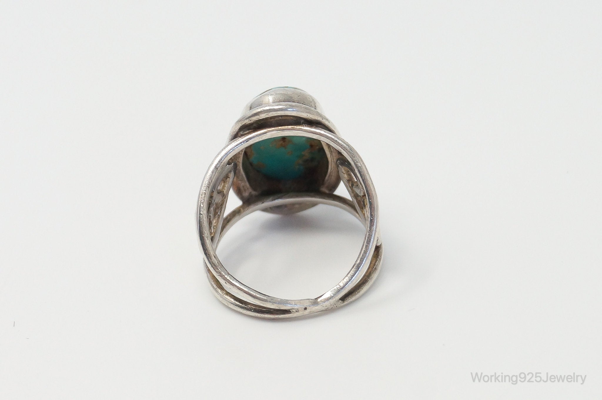 Vintage Native American Turquoise Unsigned Sterling Silver Ring - SZ 7