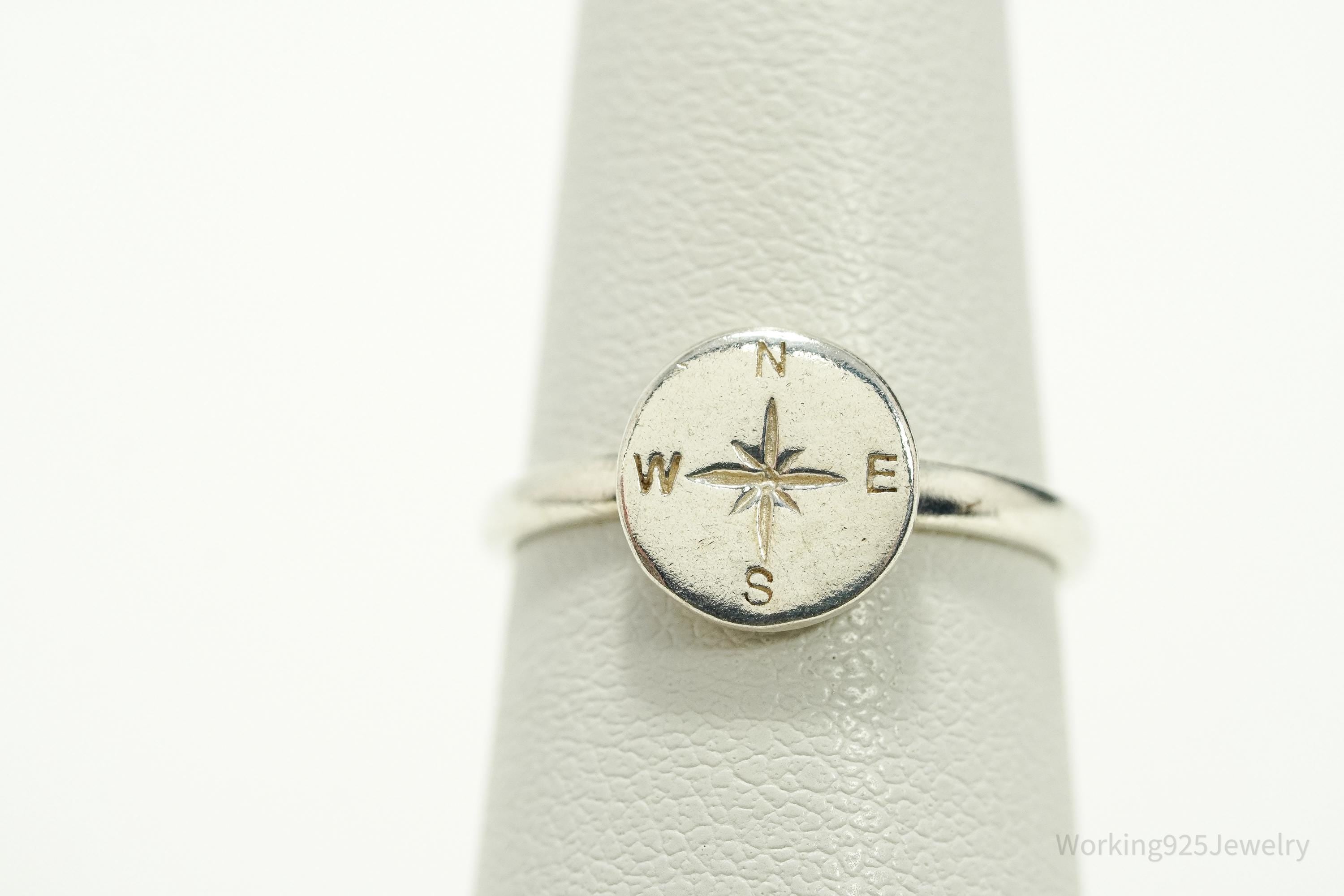 Vintage Compass Sterling Silver Ring - 6