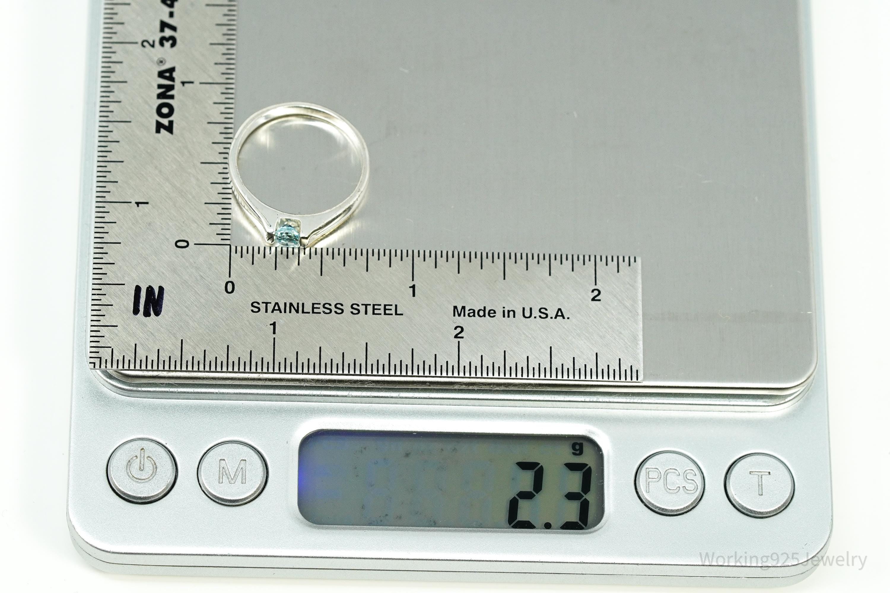 Vintage Blue Topaz Sterling Silver Ring - Size 7.25
