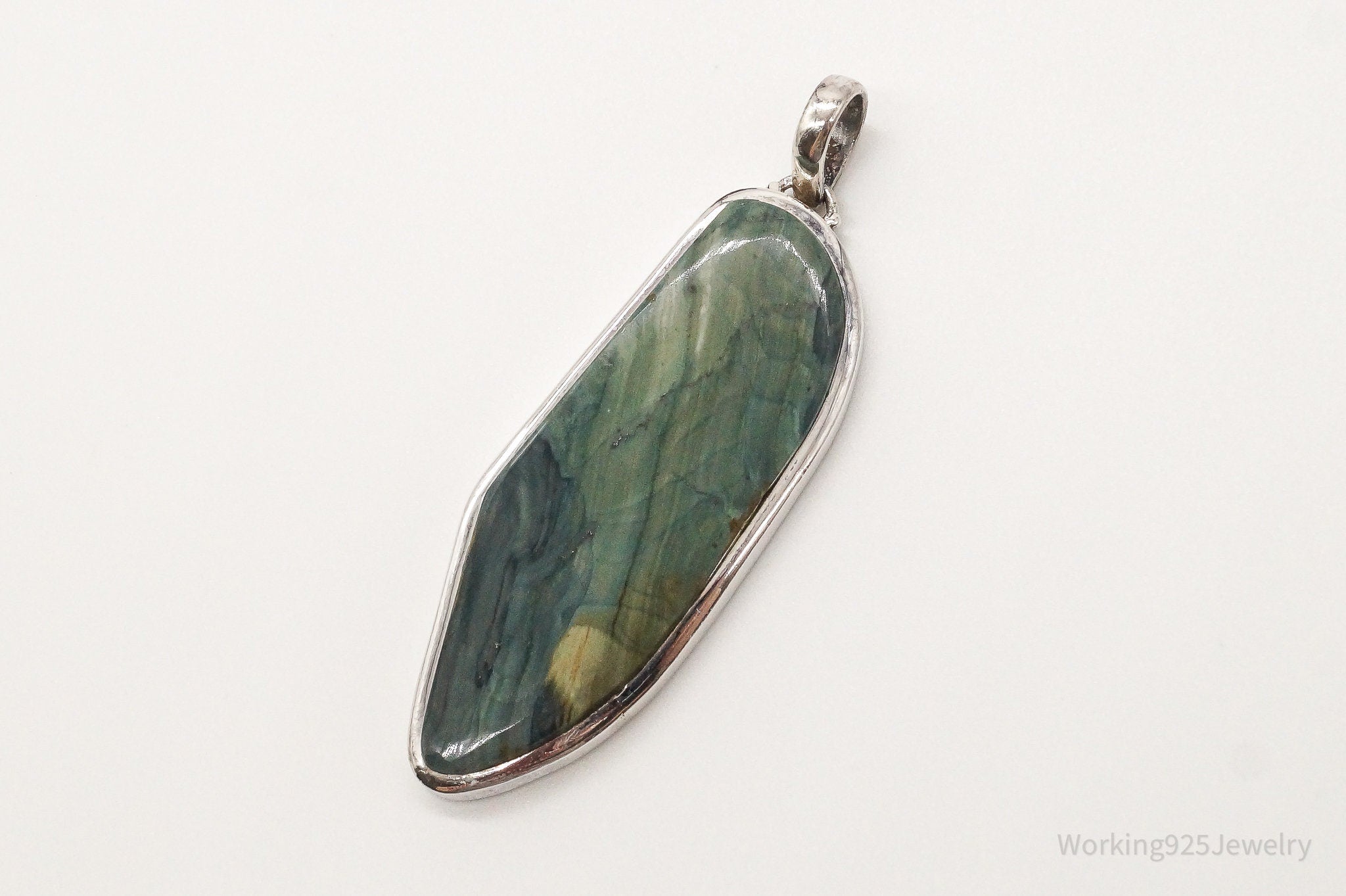 Vintage Large Jasper Sterling Silver Pendant