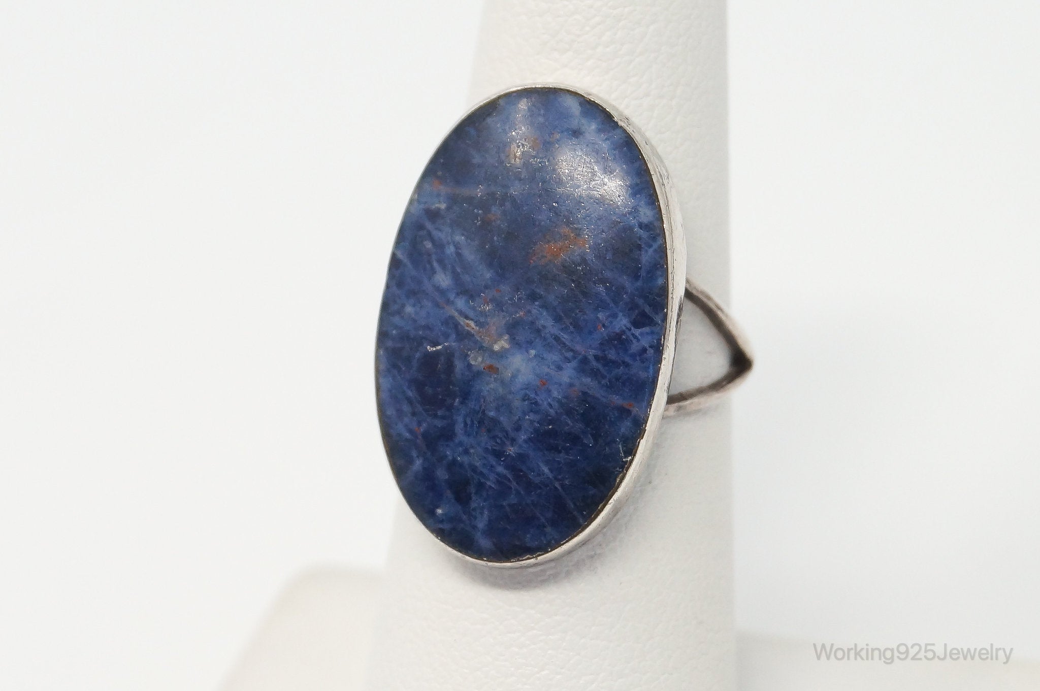 Vintage Mexico Large Sodalite Sterling Silver Ring - SZ 6.25