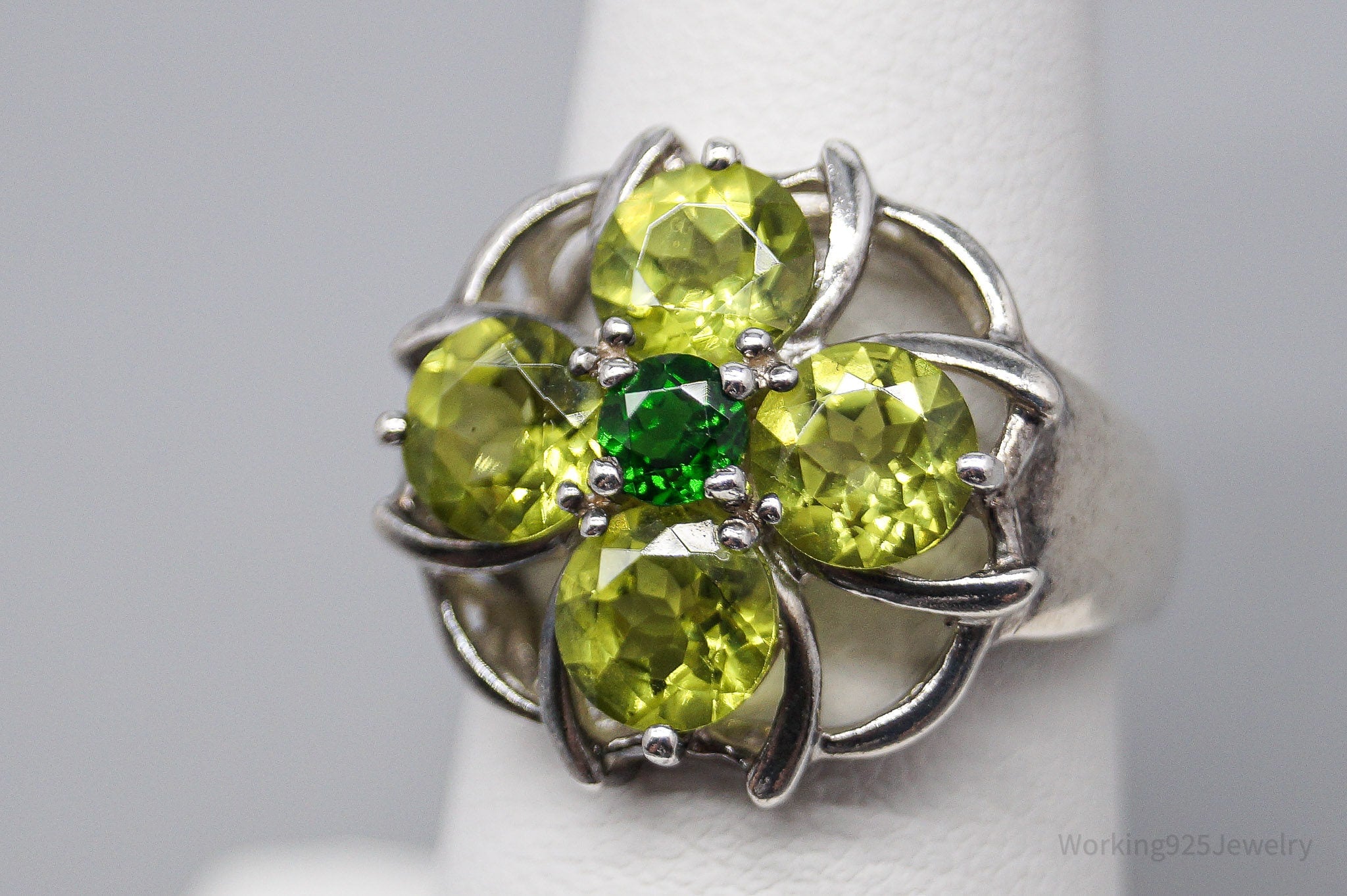 JTV HT Peridot & Green Chrome Diopside Sterling Silver Ring - Size 6.75