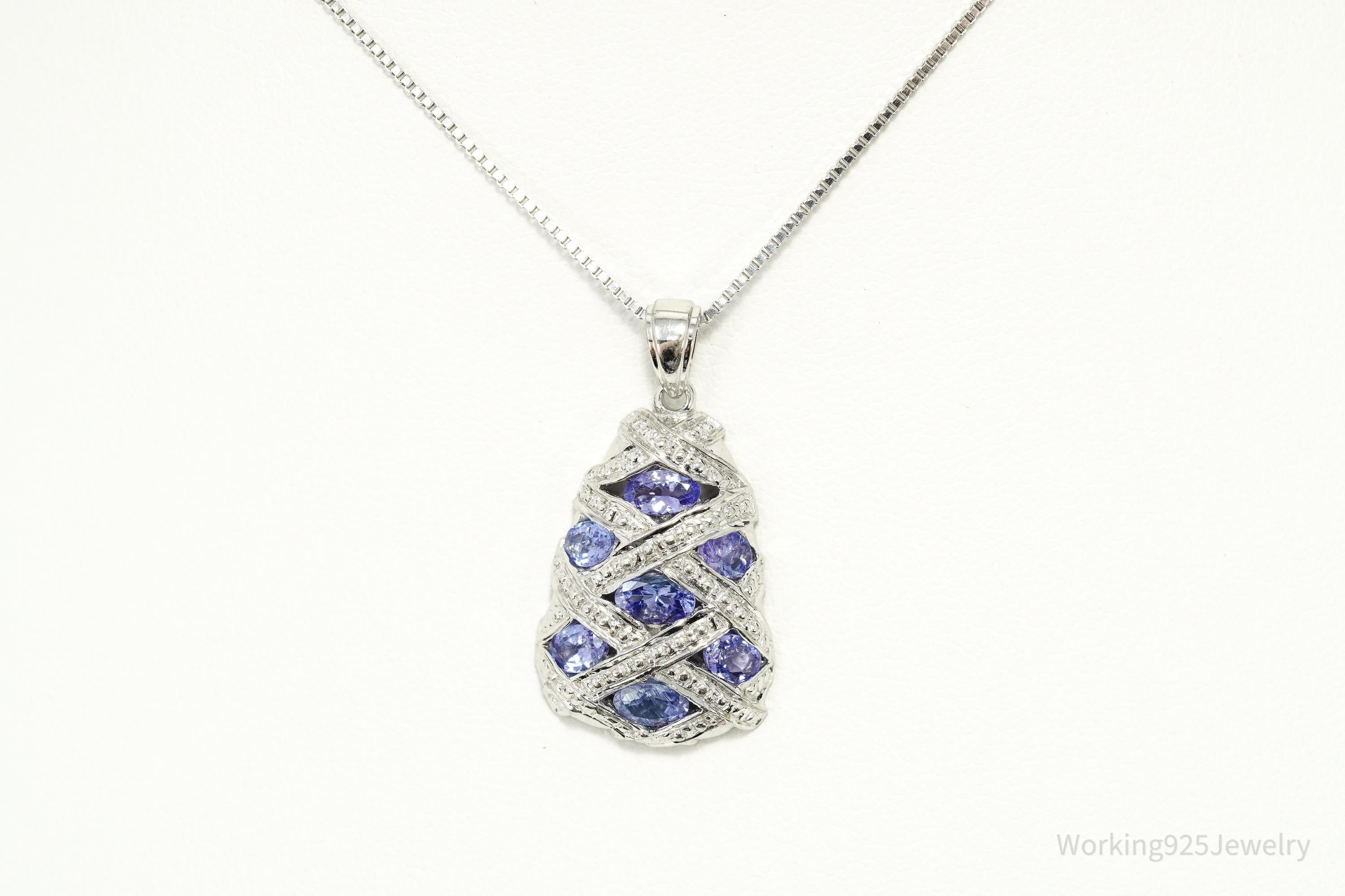 Vintage Tanzanite Sterling Silver Necklace 18"