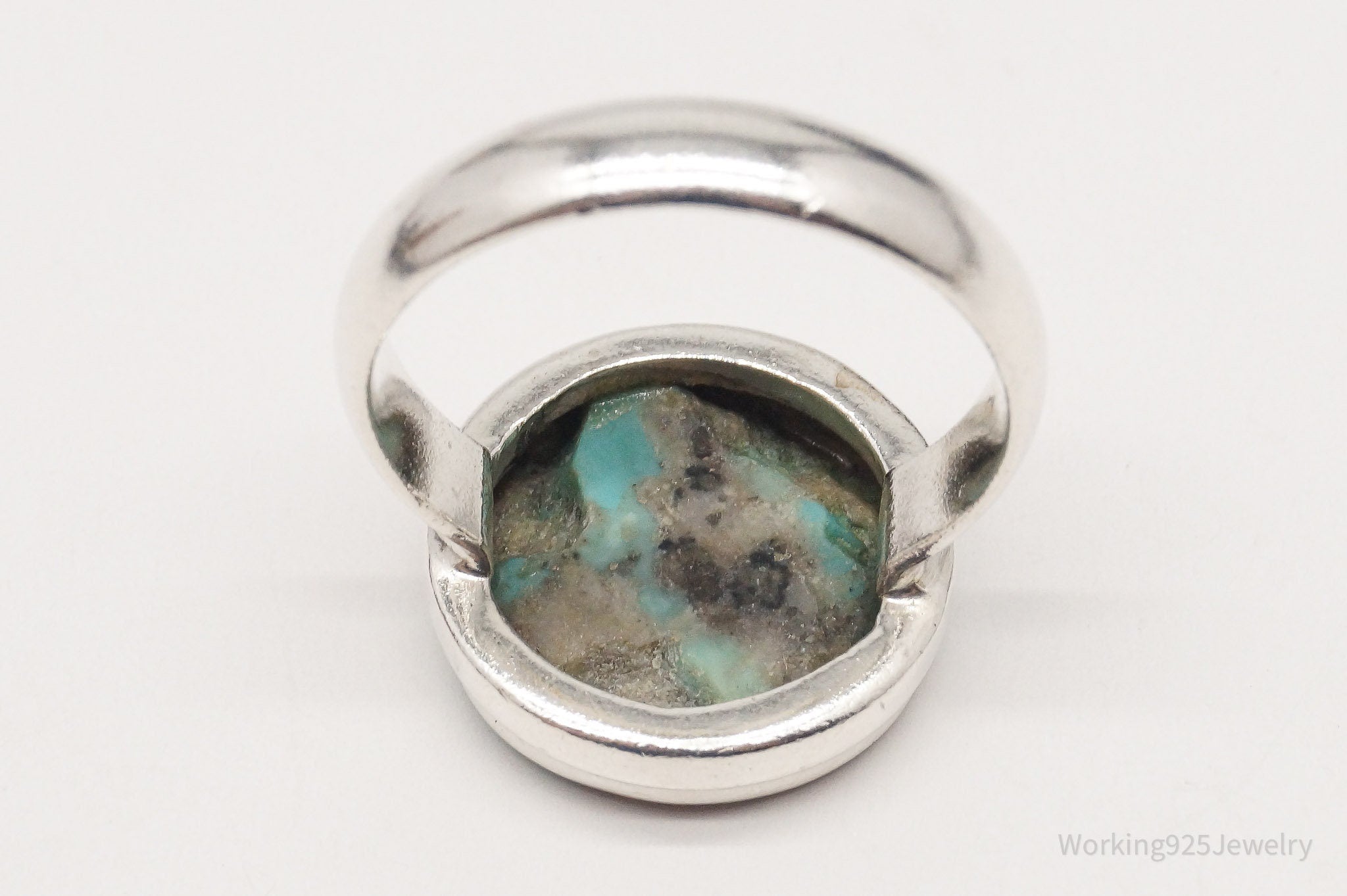 Vintage Turquoise Sterling Silver Ring - Size 11.25