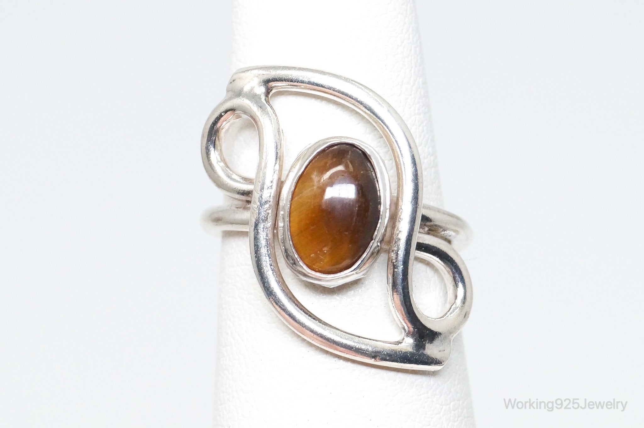 Vintage Tigers Eye Sterling Silver Ring - SZ 5