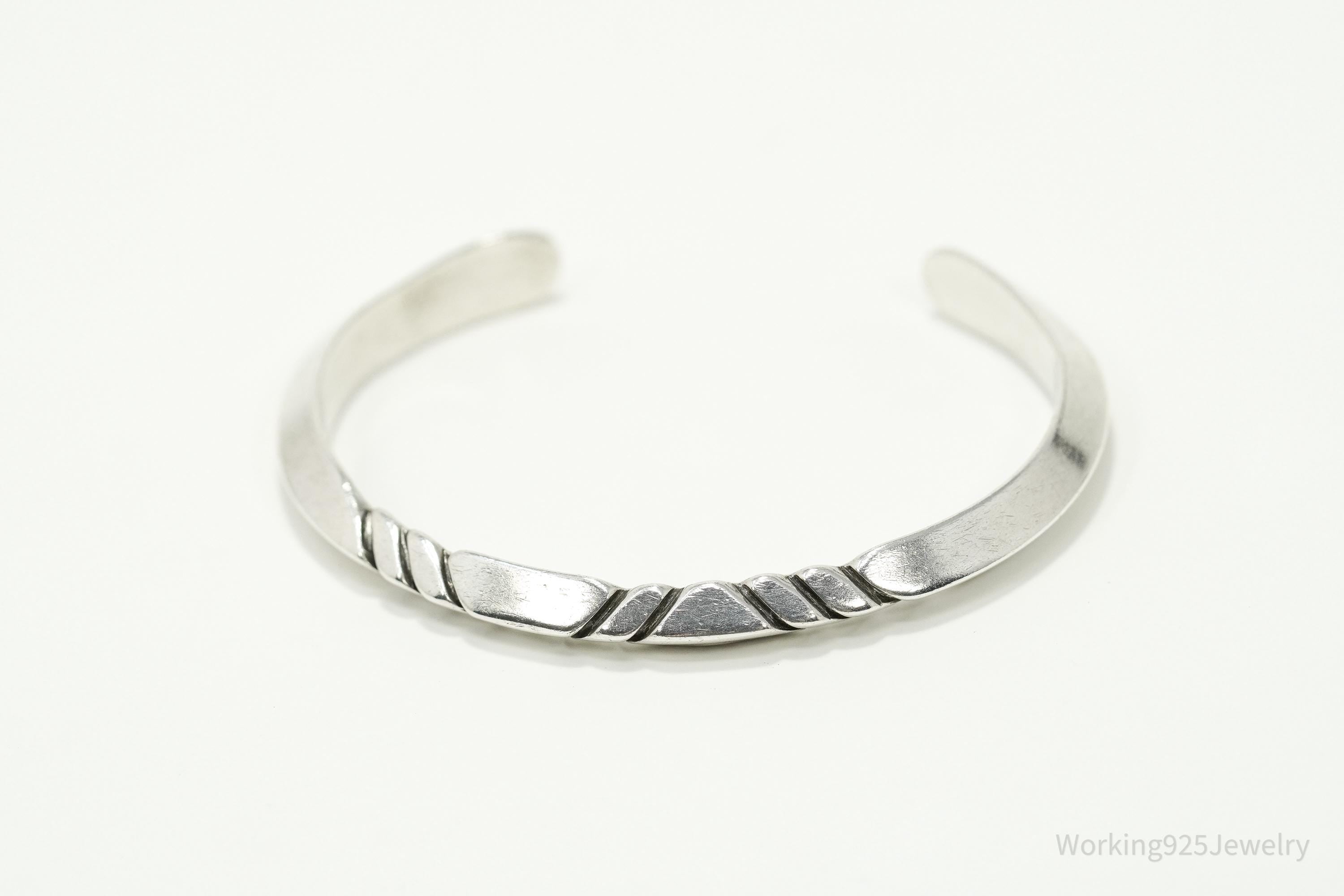 Vintage Native American Sterling Silver Cuff Bracelet - 6.25"