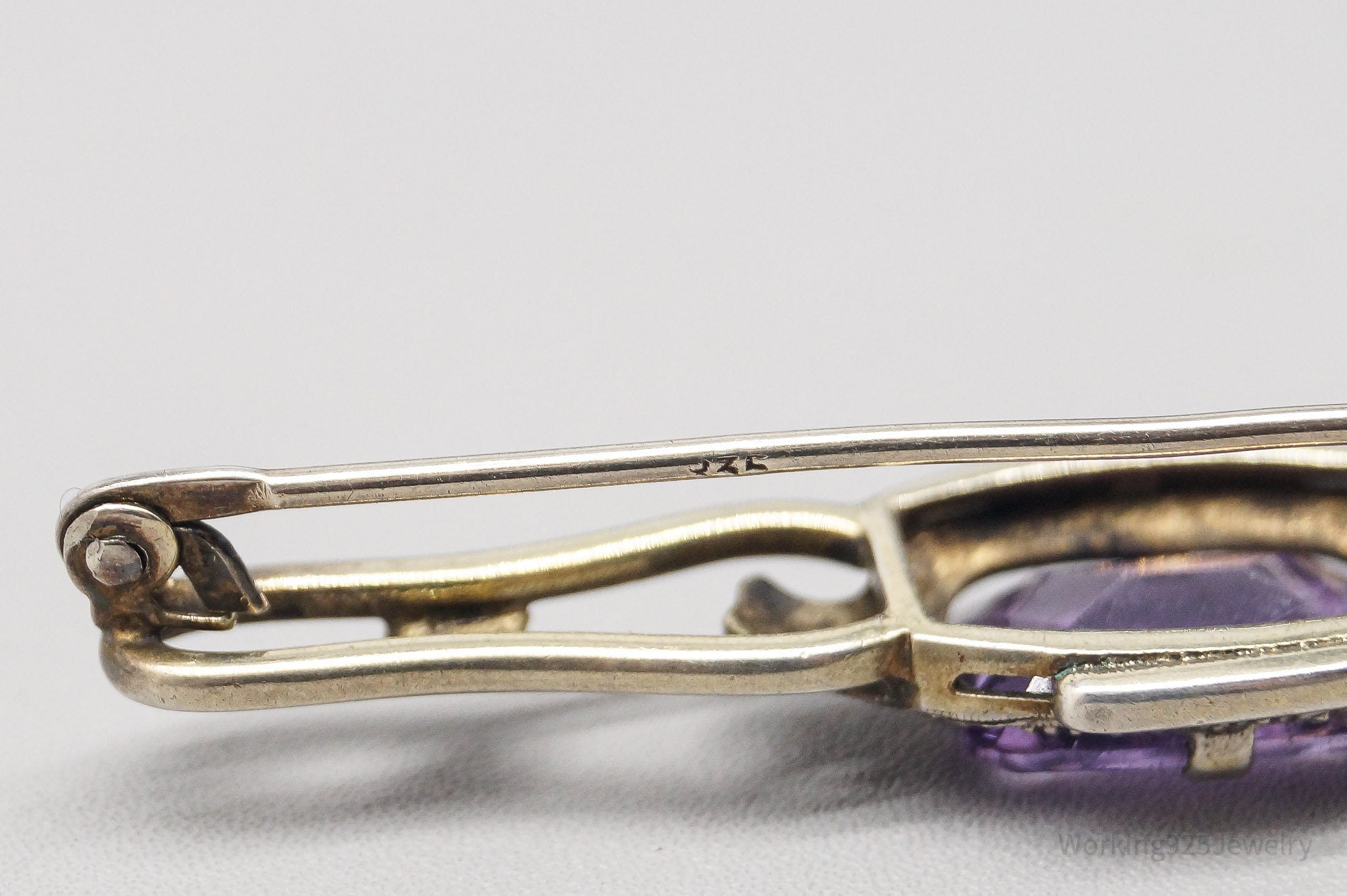 Antique Amethyst 835 Silver Pin Brooch