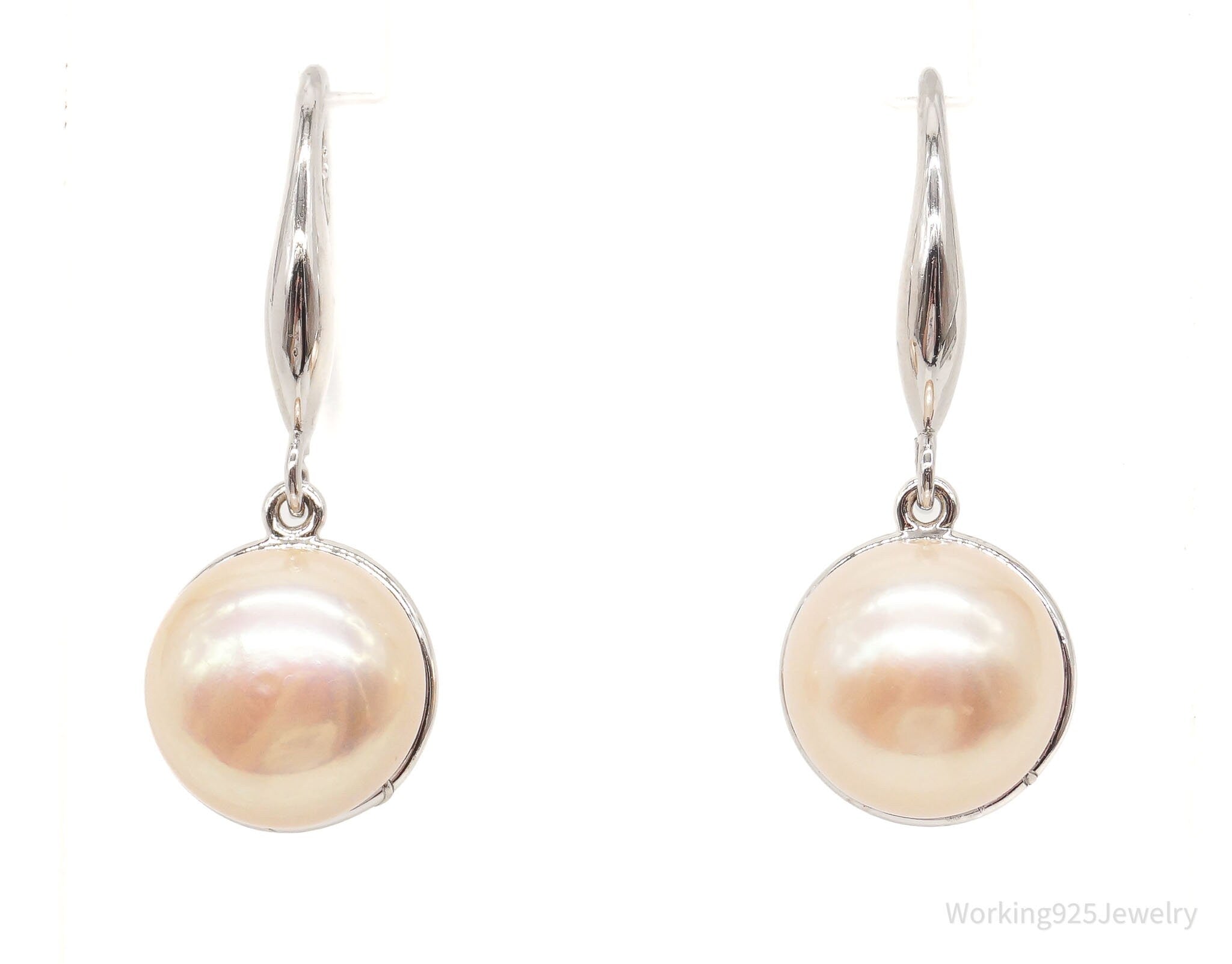 Vintage Pearl Sterling Silver Dangle Earrings