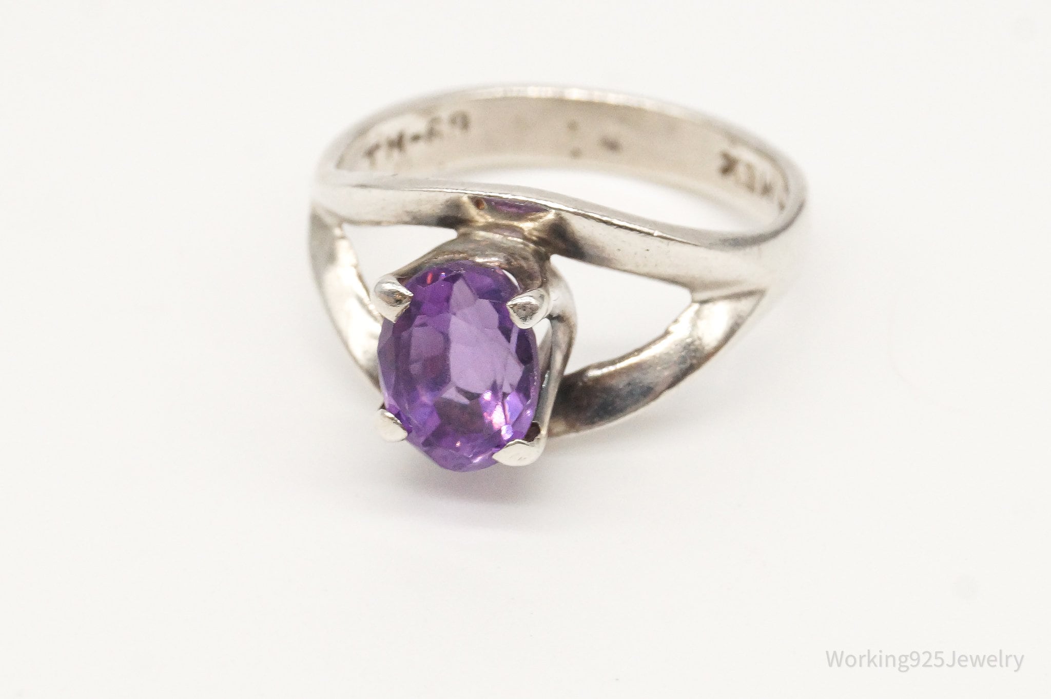 Vintage Mexico Amethyst 950 Silver Ring - Size 6.25