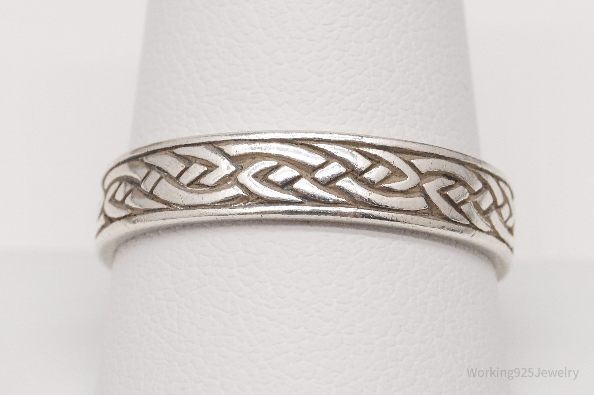 Vintage Celtic Knots Sterling Silver Band Ring - Size 11