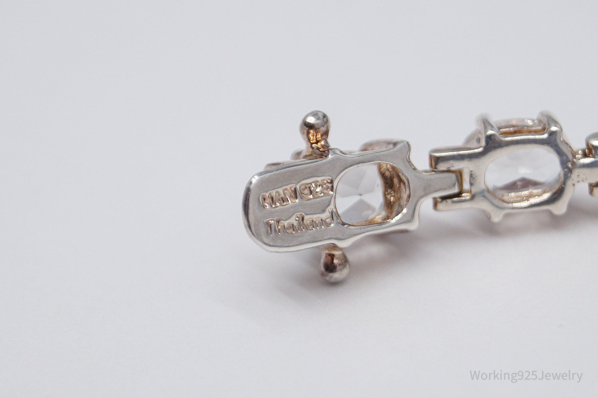 Vintage Large White Topaz Sterling Silver Bracelet - 7 7/8"