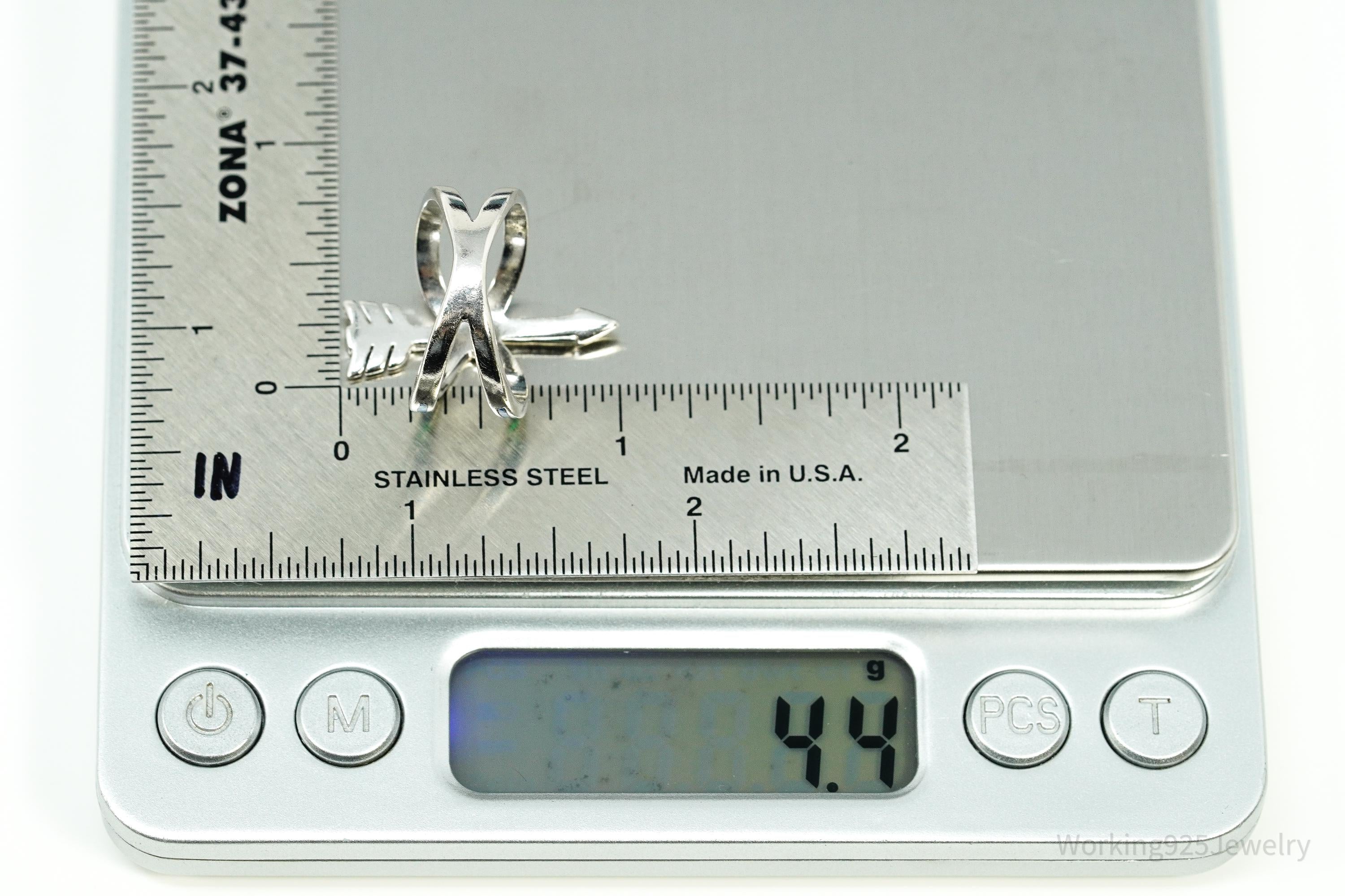 Vintage Opal Inlay Sterling Silver Arrow Ring - Size 7.25