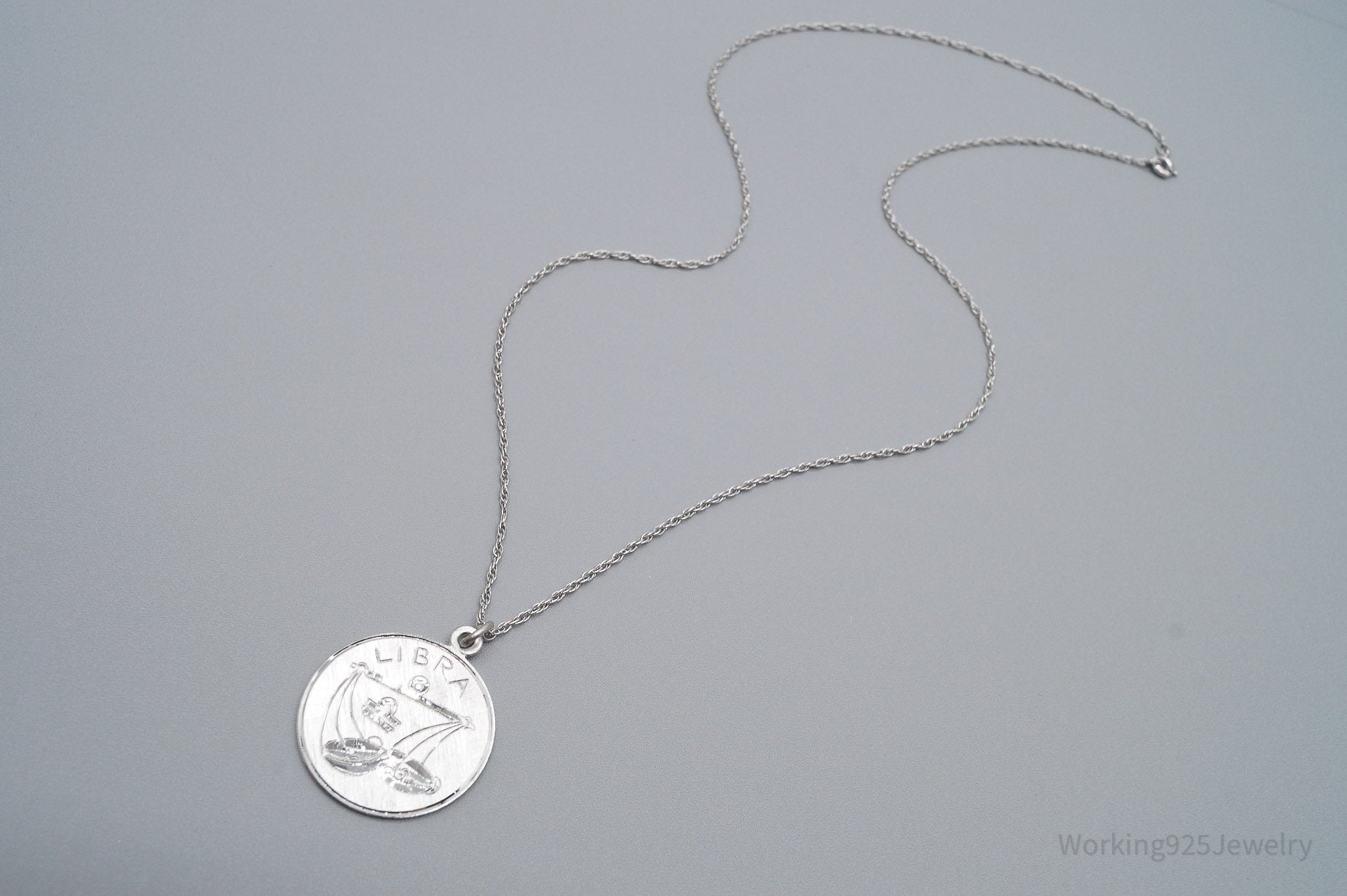 Vintage Well's Libra Sign Sterling Silver Necklace - 20"