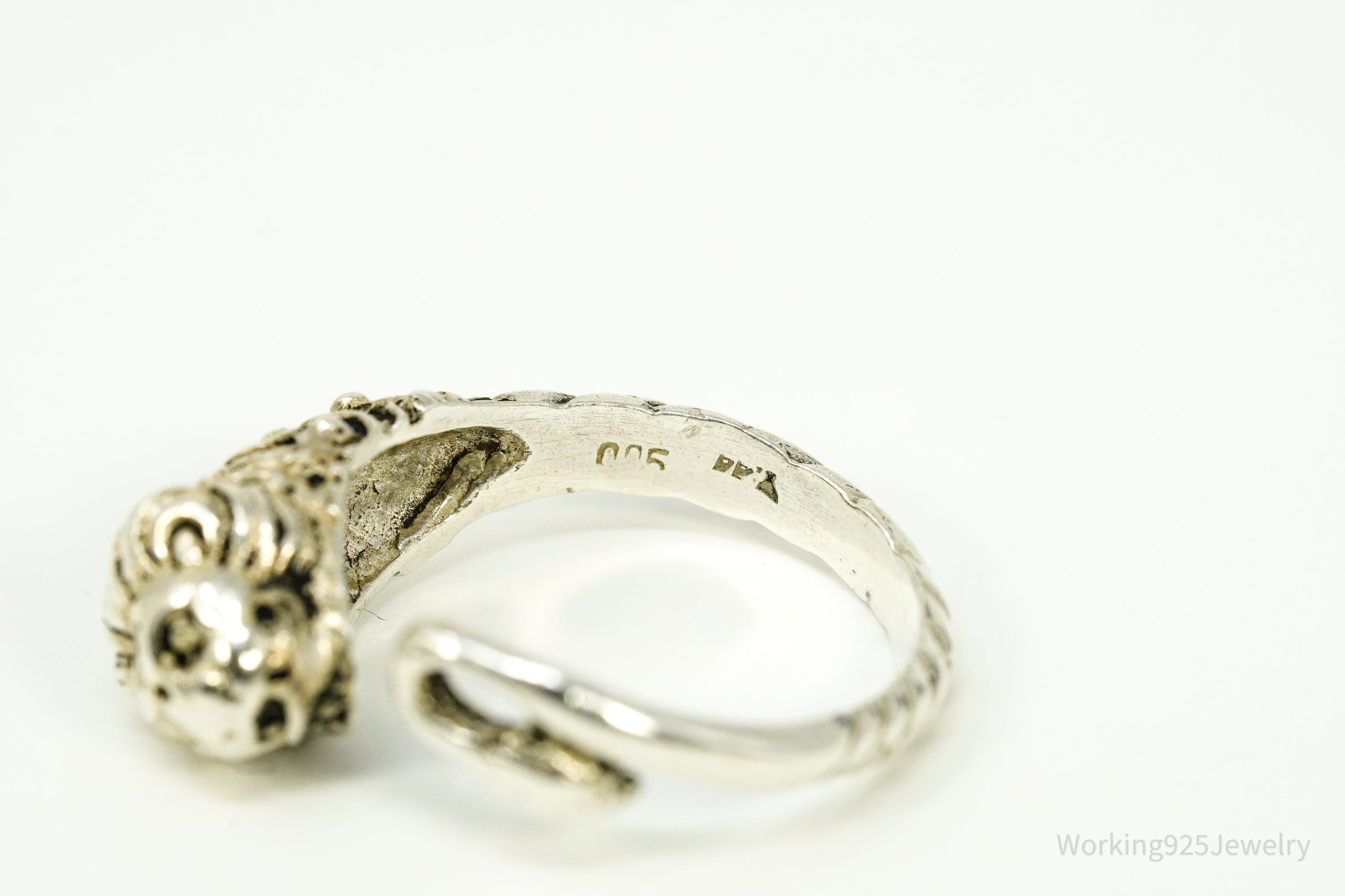 Vintage Lion's Head King Of The Jungle Sterling Silver Wrap Ring Size 8.75