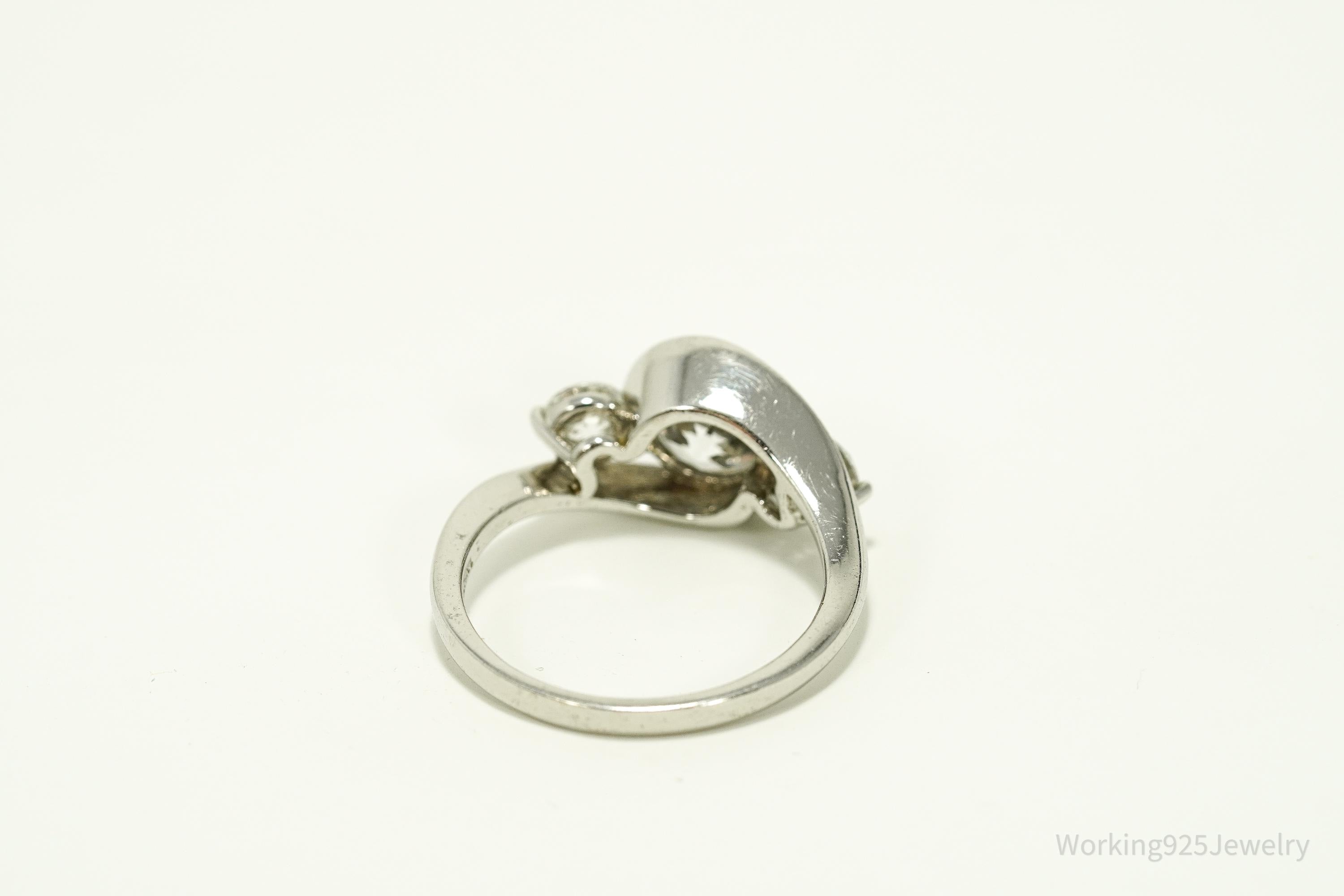 Vintage Cubic Zirconia Sterling Silver Ring - Size 8