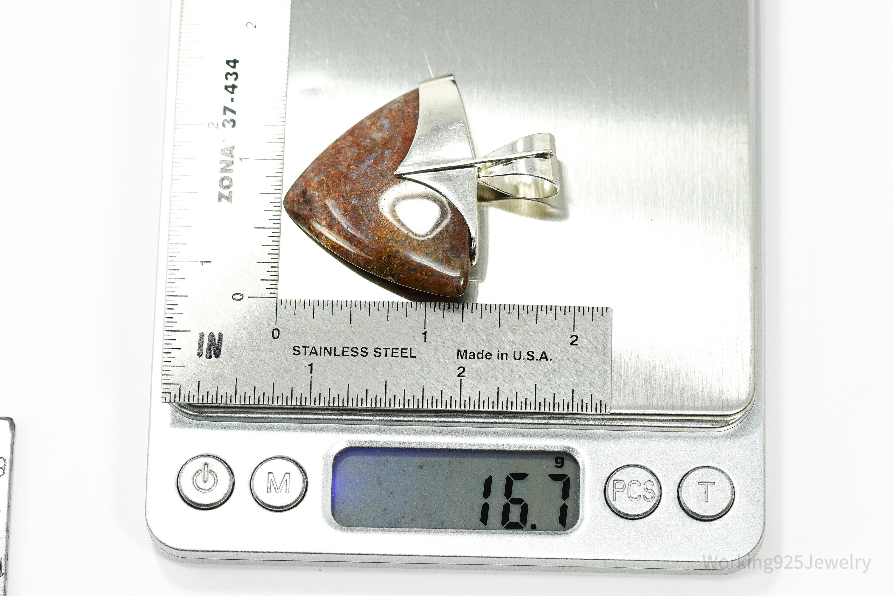 Vintage JAY KING Desert Rose Trading Large Dinosaur Bone Sterling Silver Pendant