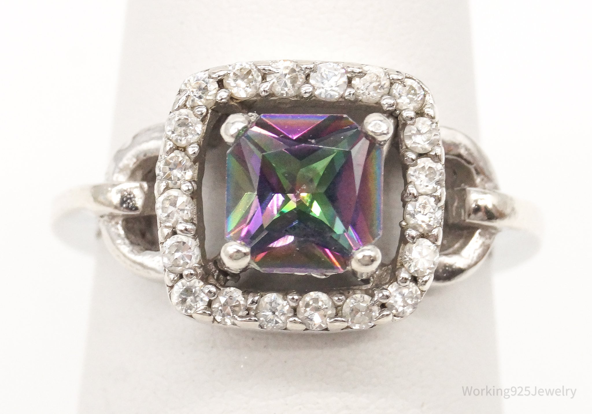 Vintage Mystic Topaz Cubic Zirconia Sterling Silver Ring - Size 6