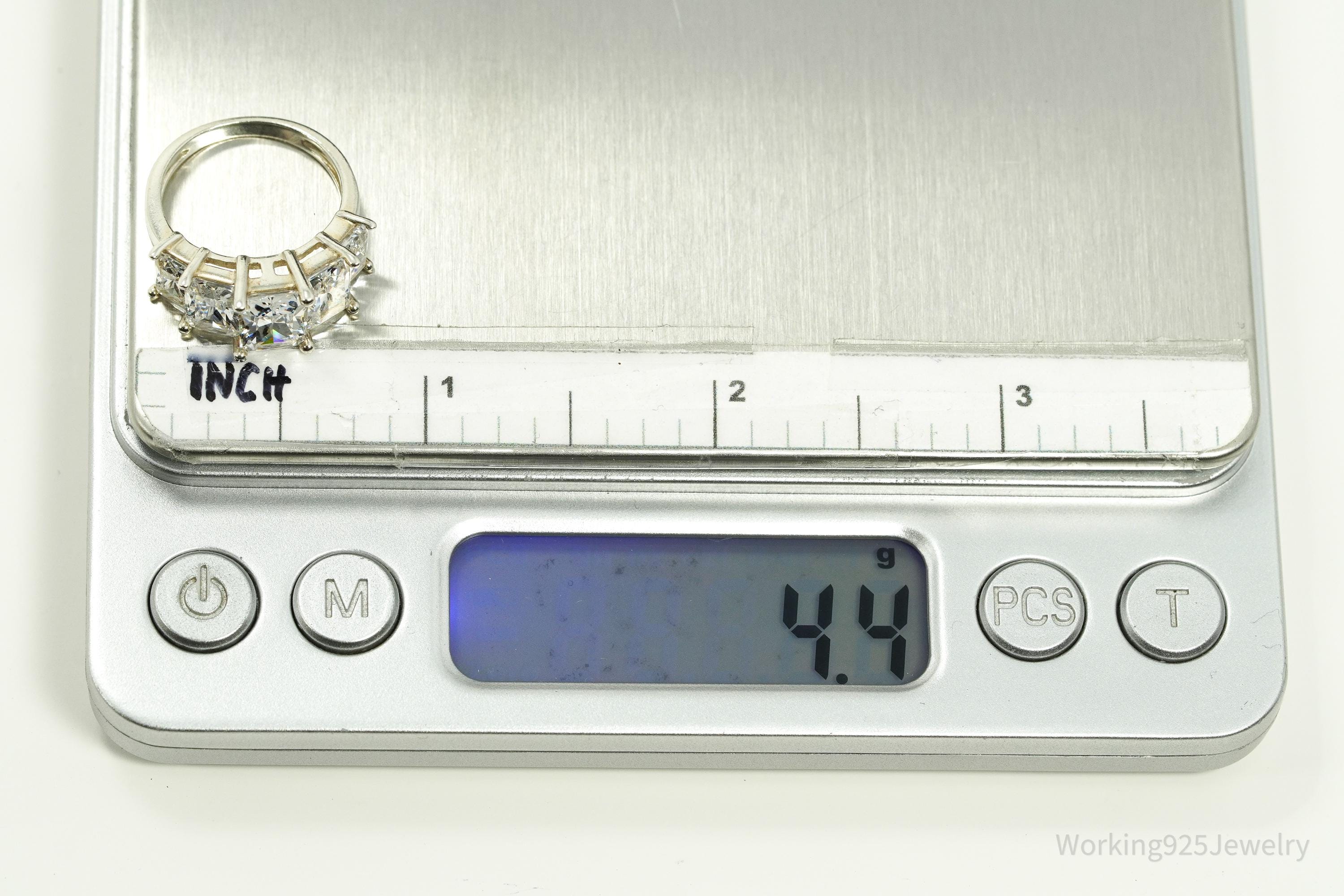 Vintage Diamonique Cubic Zirconia Sterling Silver Ring - Size 5.25