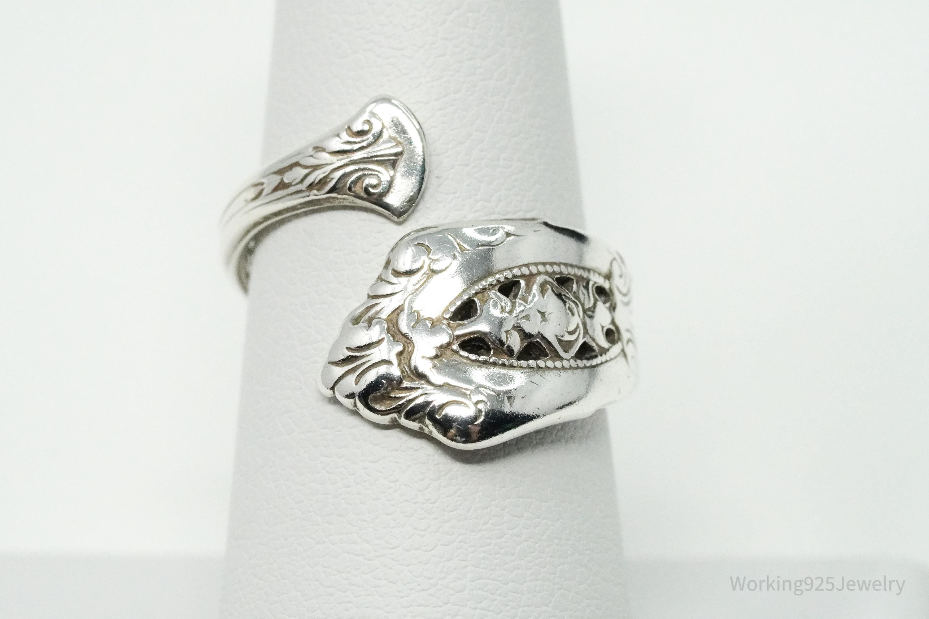 Antique Wallace Art Nouveau Sterling Silver Spoon Ring - Size 8
