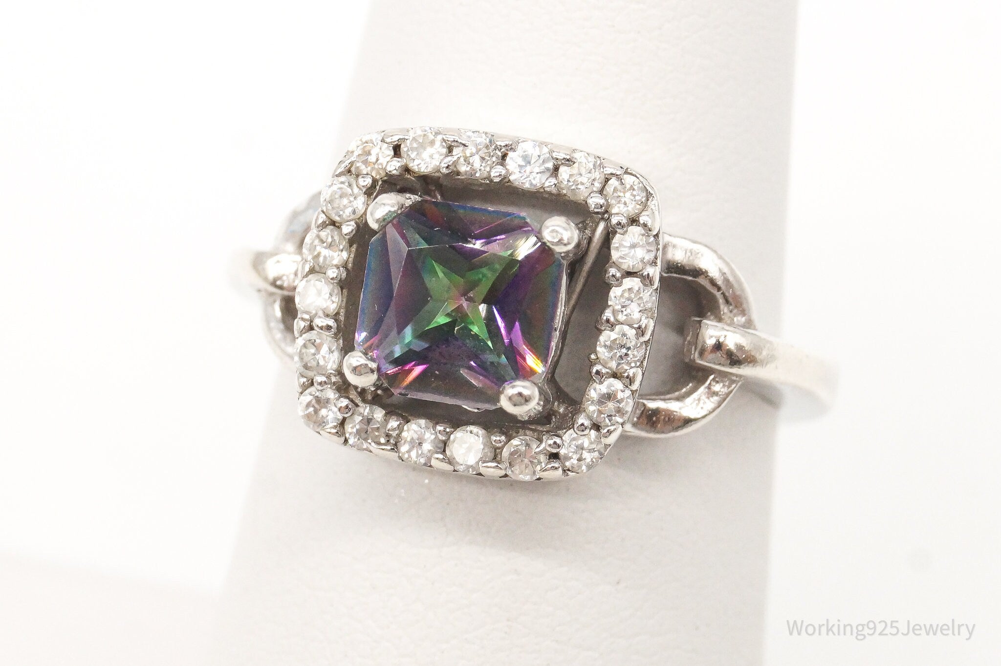 Vintage Mystic Topaz Cubic Zirconia Sterling Silver Ring - Size 6