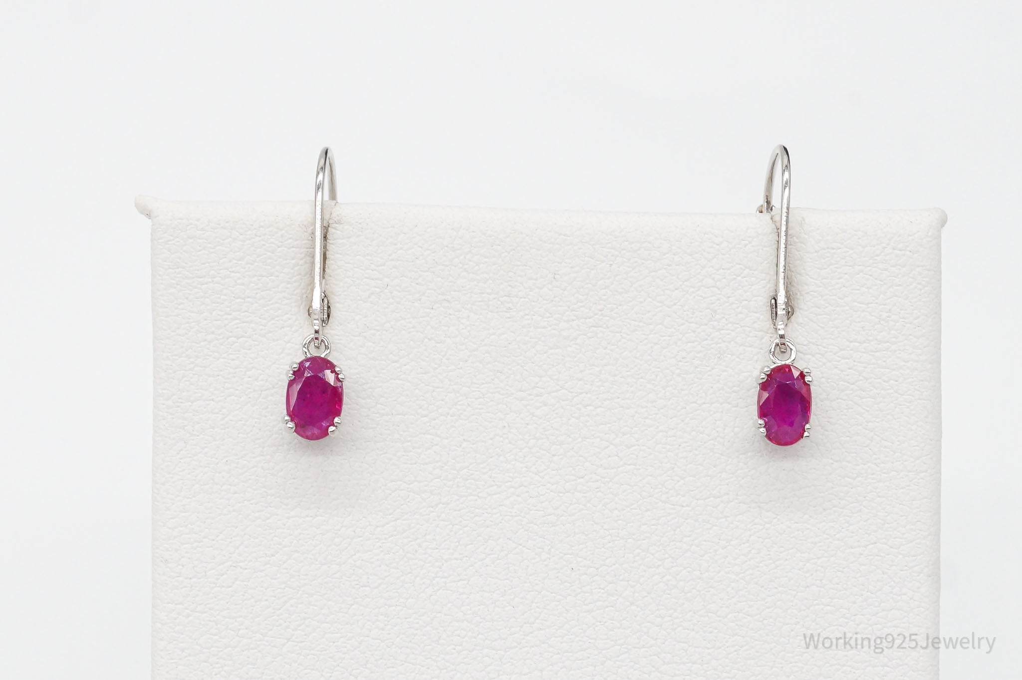 Vintage Ruby Sterling Silver Earrings