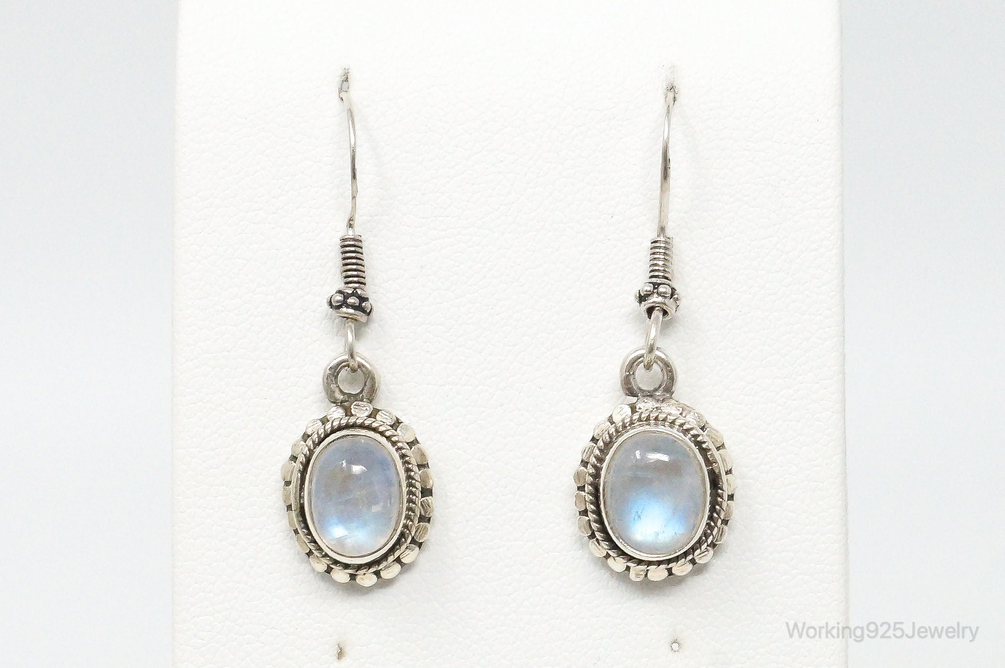 Vintage Moonstone Bali Style Sterling Silver Earrings