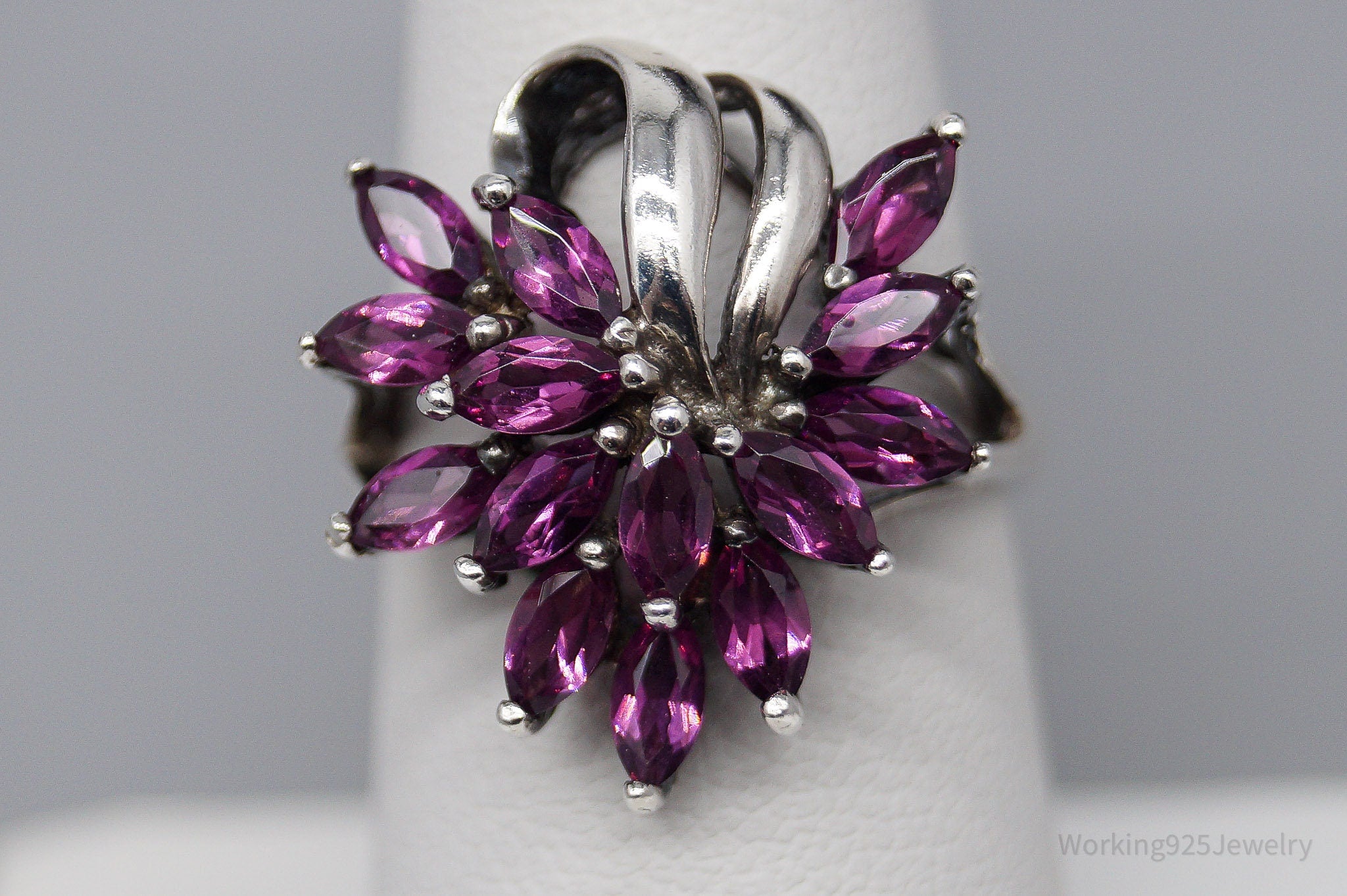 Vintage Rhodolite Garnet Sterling Silver Ring - Size 7.25