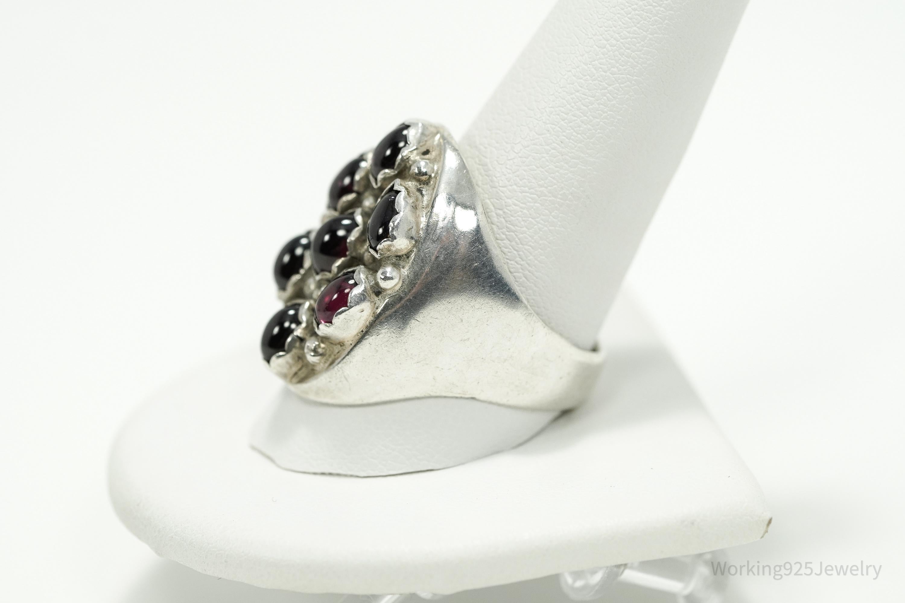 Vintage Rhodolite Garnet Sterling Silver Ring - Size 10.75