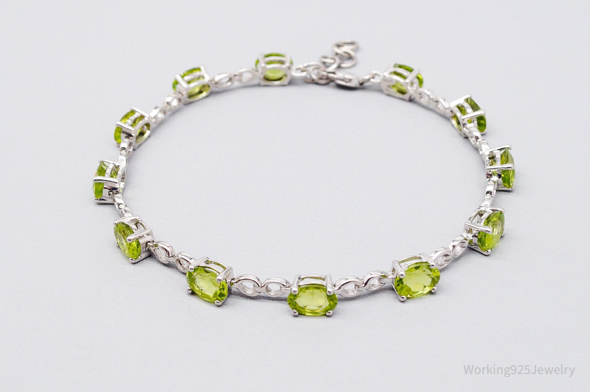 JTV TGGC Peridot Sterling Silver Bracelet / Anklet 9.25"